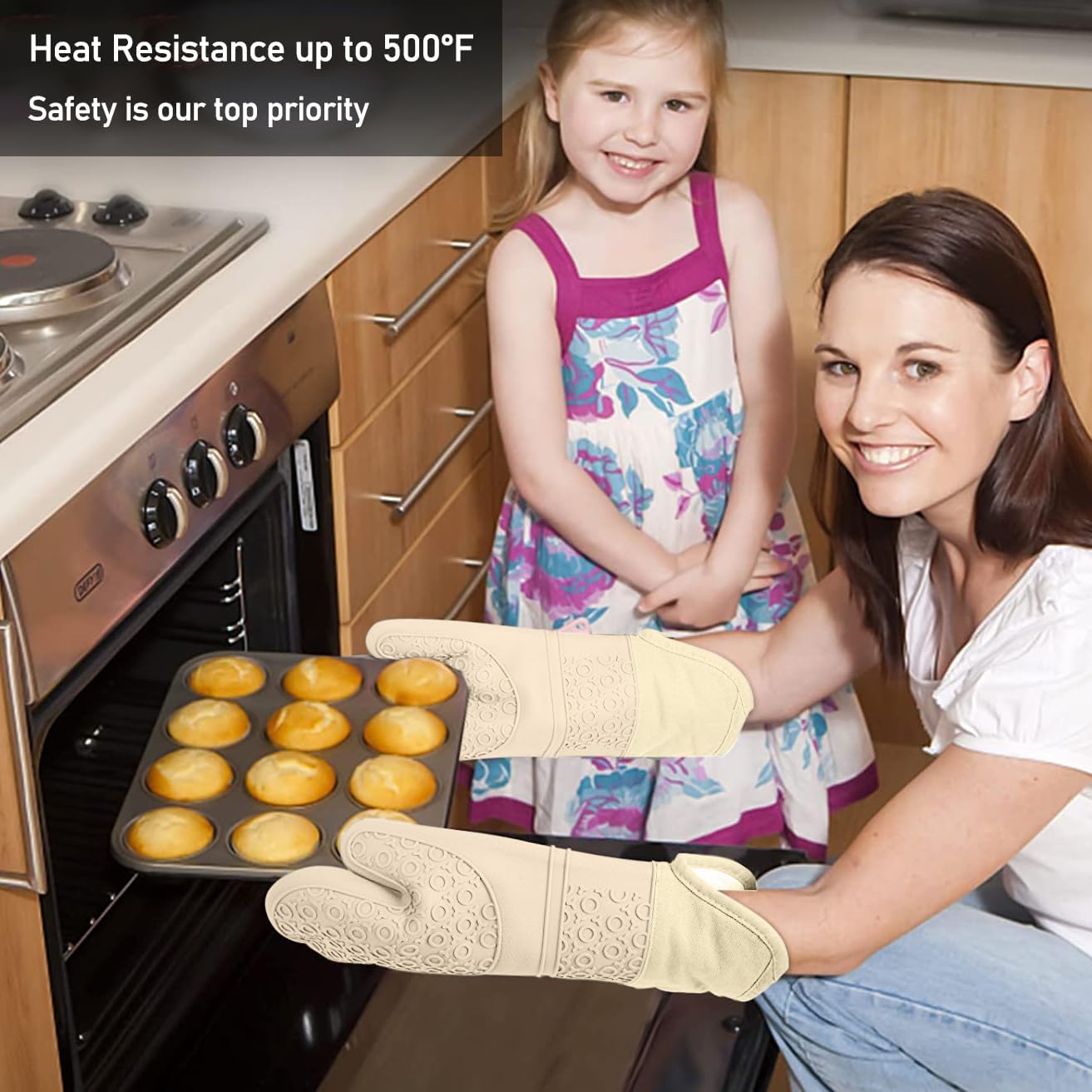 5-Piece Silicone Oven Mitt Set with Heat Resistance