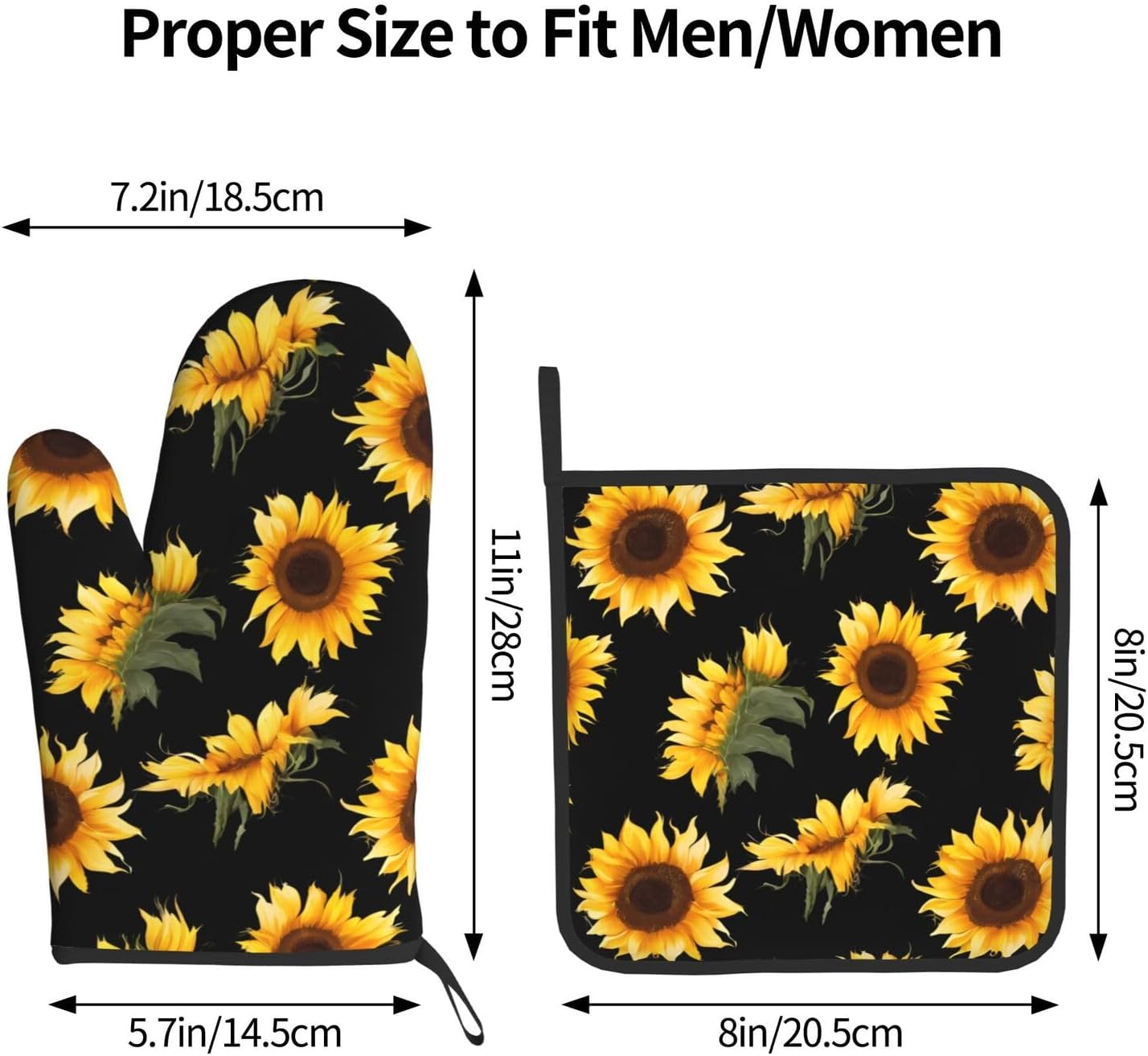 Sunflower Oven Mitts Set