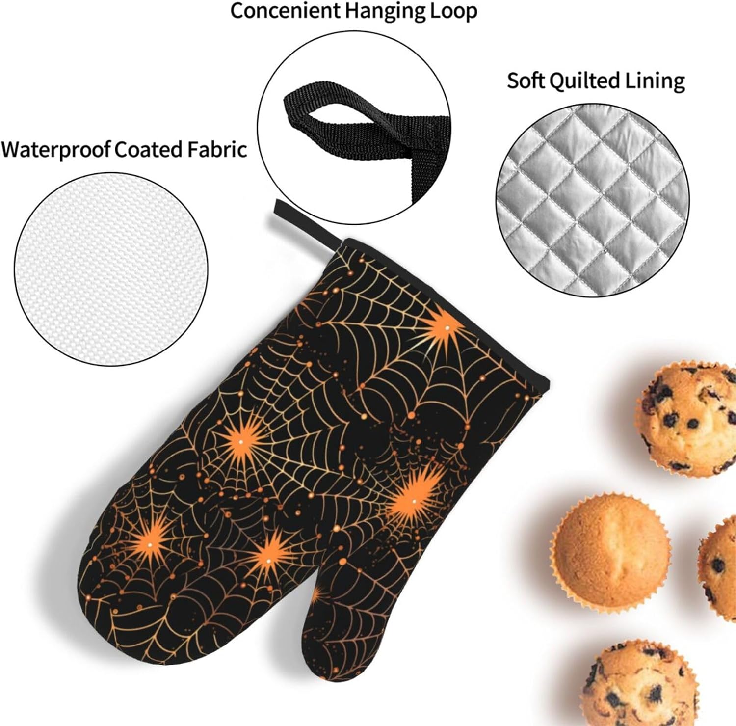 Beubebim Halloween Spider Web Oven Mitts Set of 3
