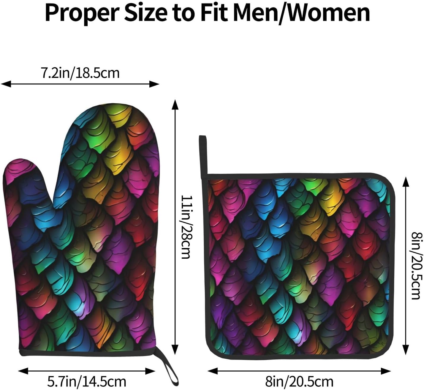 Quopvn Dragon Scale Printed Oven Mitts Pot Holders 2PCS Set