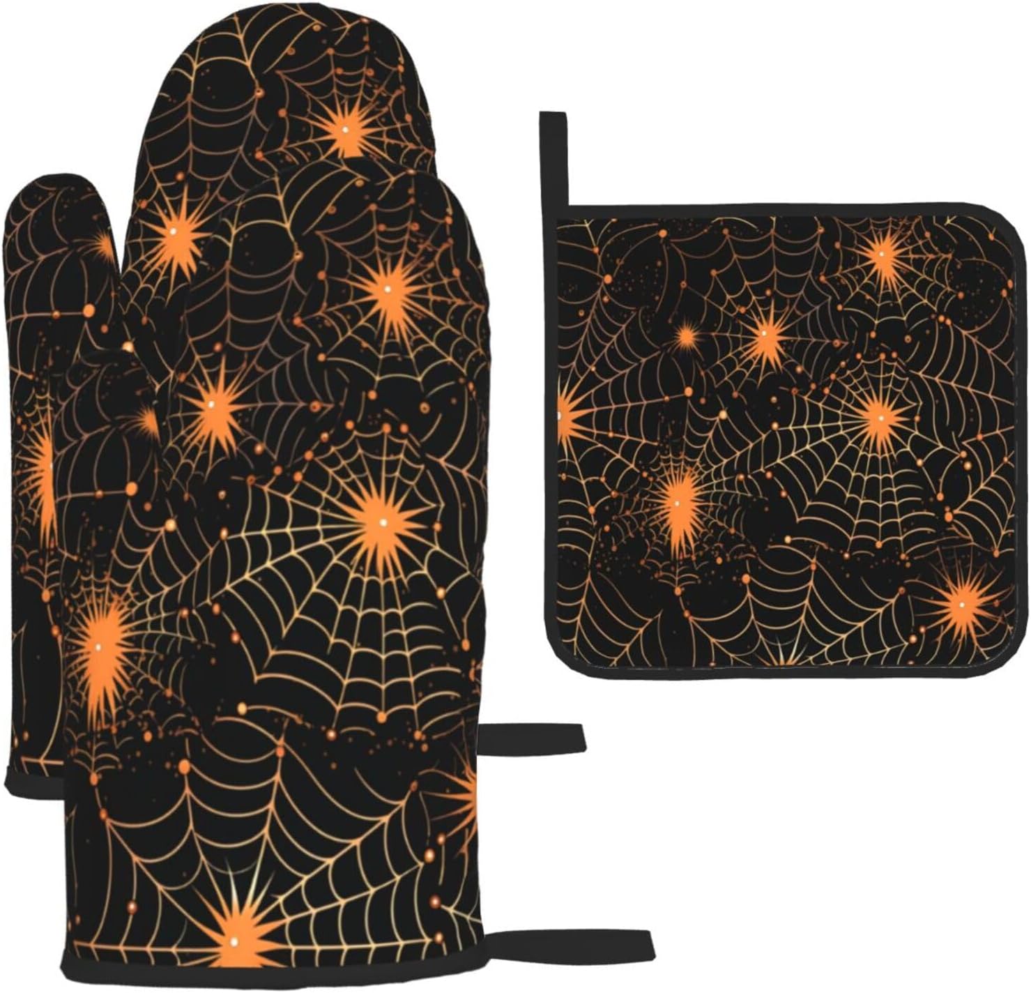 Beubebim Halloween Spider Web Oven Mitts Set of 3