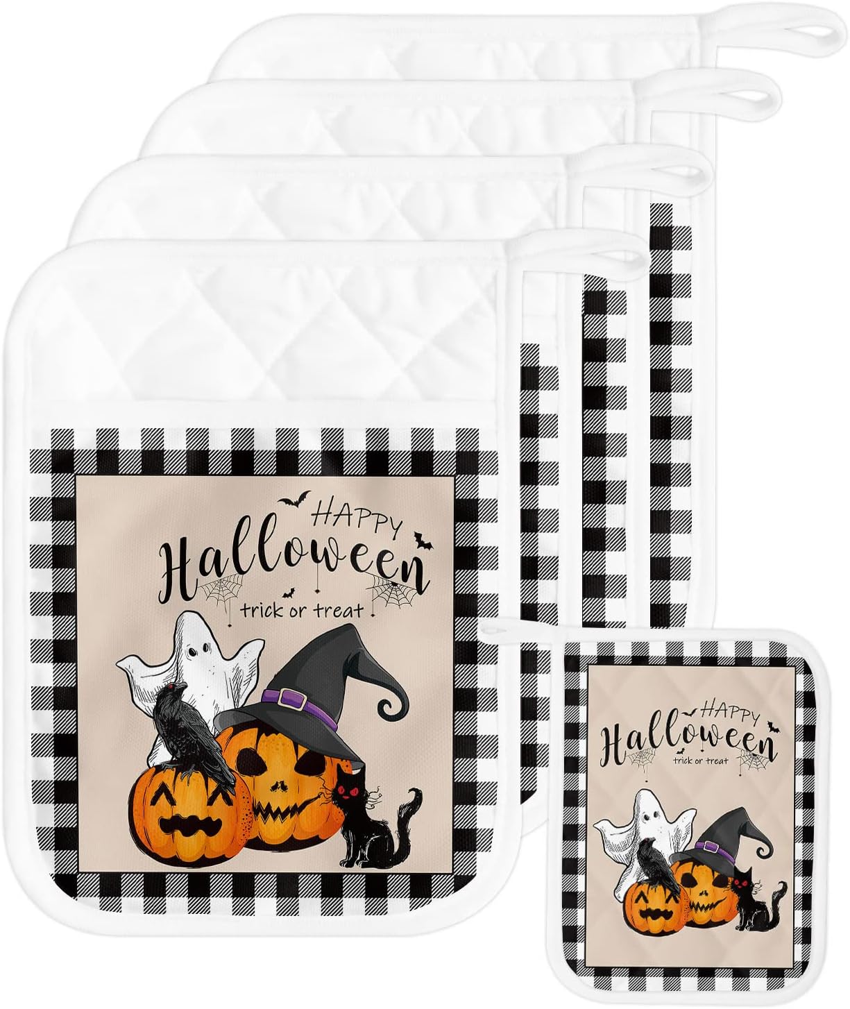 HilariousM Halloween Pumpkins Ghosts 5PCS Pot Holders