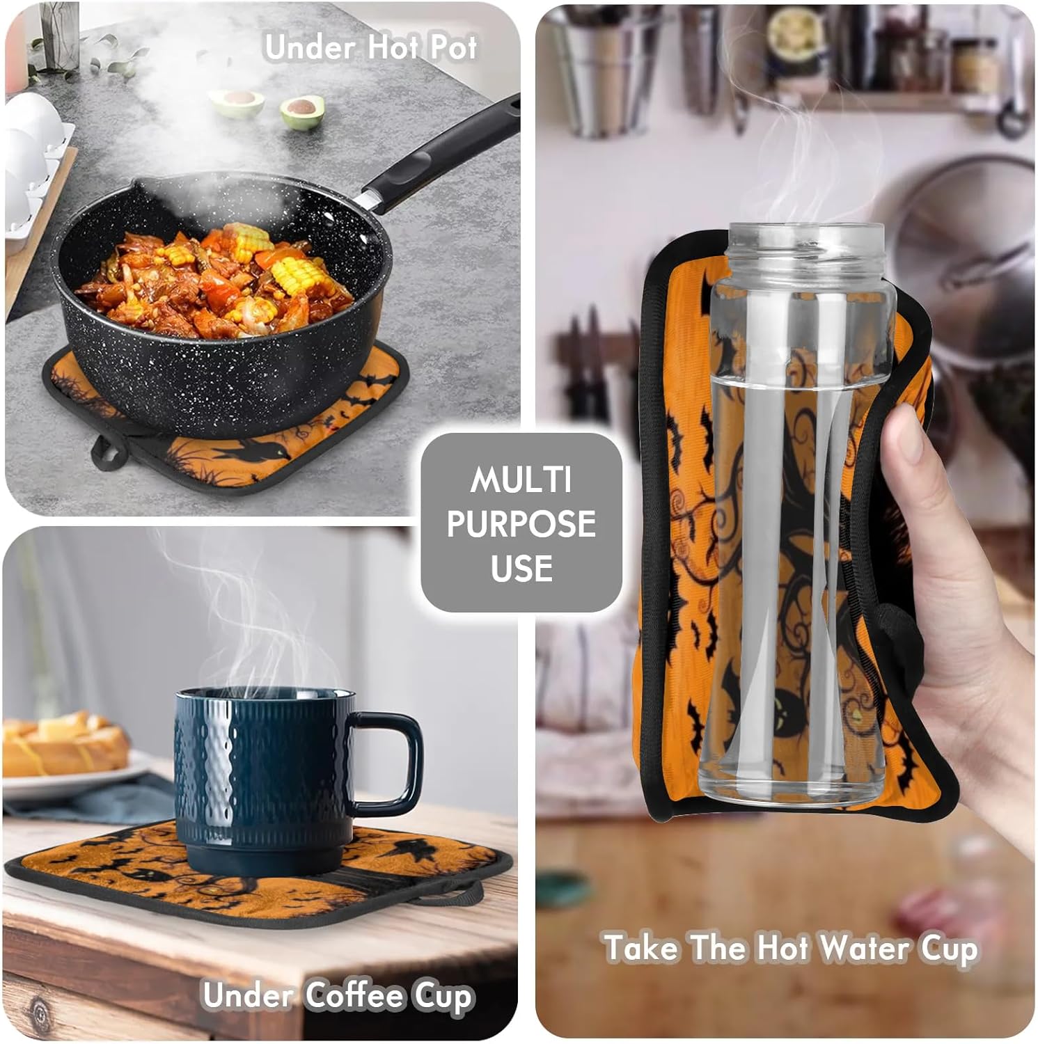Aglebo Halloween Owls Oven Mitts Pot Holders Set of 2