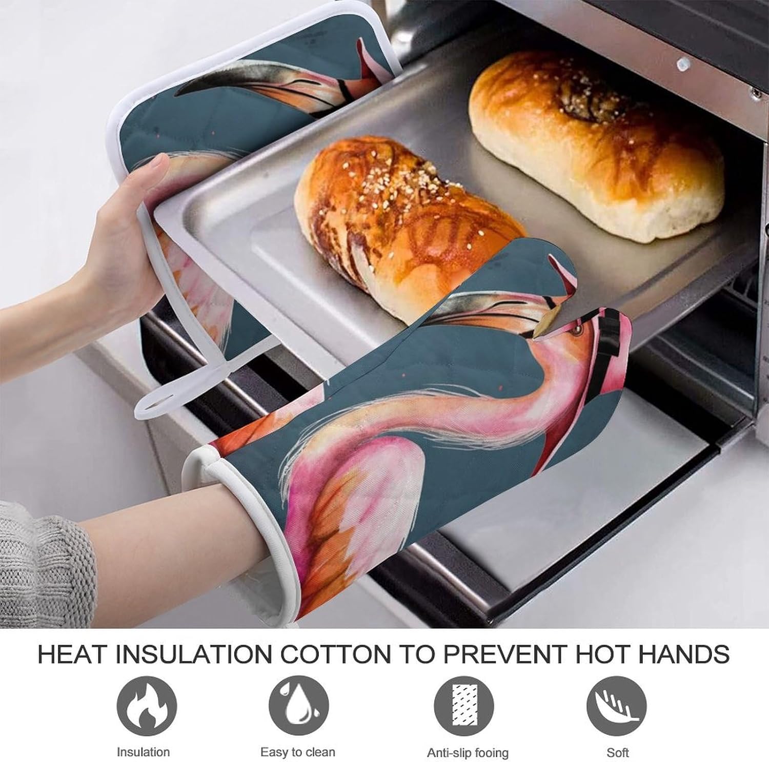 Halloween Flamingo Oven Mitts Set