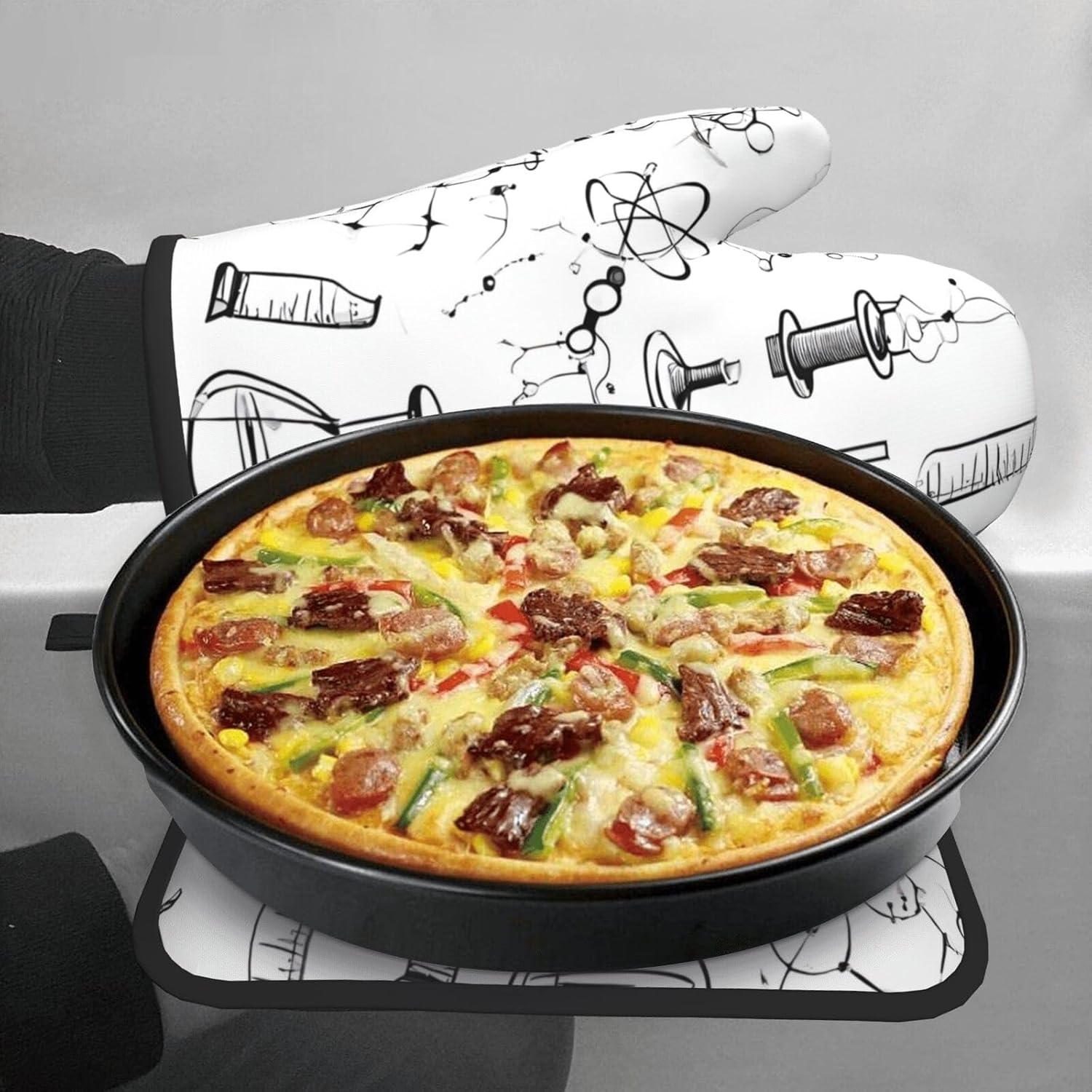 Quopvn Chemistry Print Oven Mitts and Pot Holders 2pcs Set