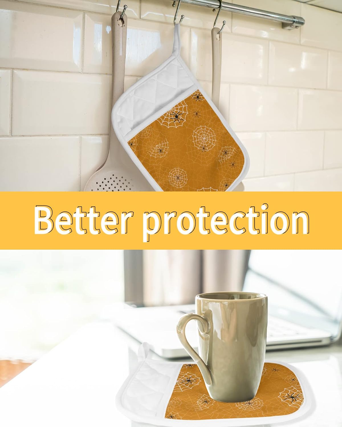 JasmineM Heat-Resistant Pot Holder Set Halloween Kitchen Pouches for Oven mitts