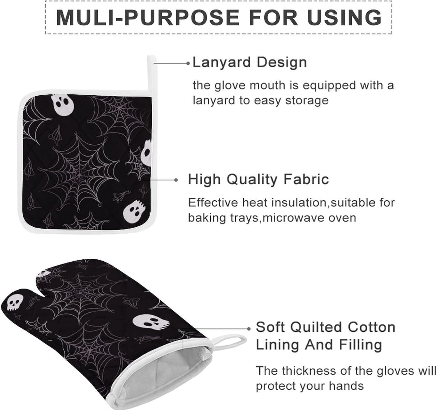 Scarily Effective Halloween Oven Mitts and Pot Holders Set for Cooking discretions