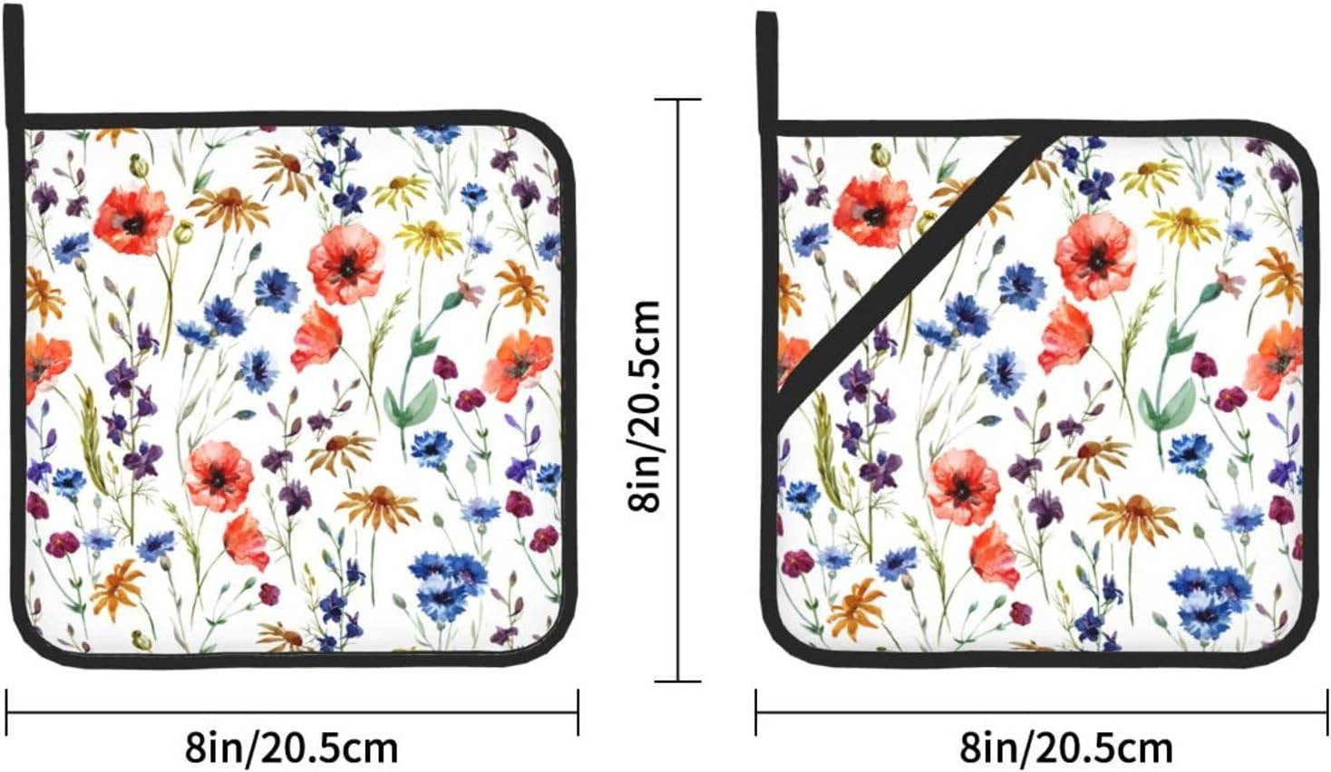 Perfectly Padded Heat-Resistant Potholders Poppy Wildflowers