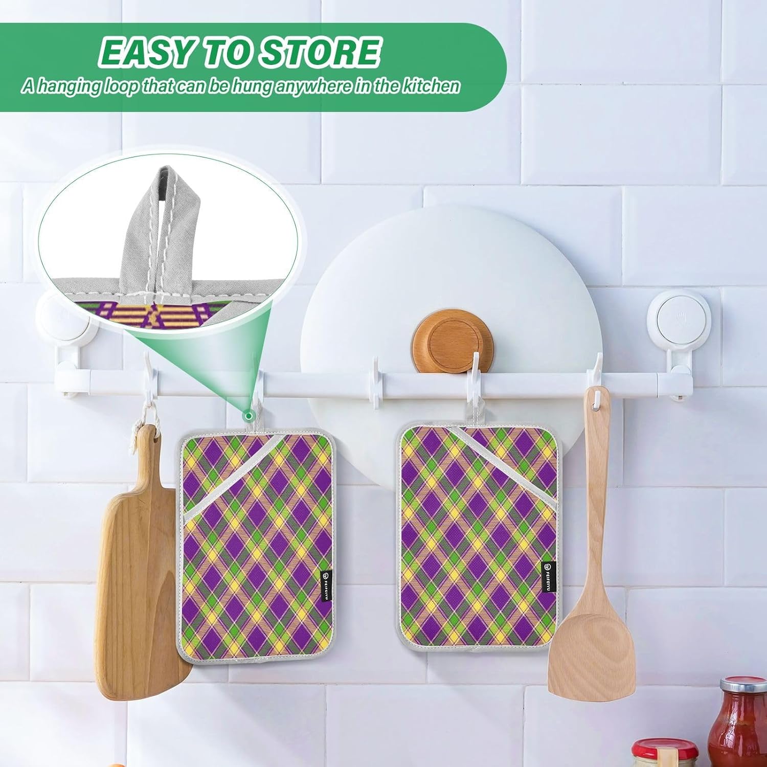 Mardi Gras Plaid Pot Holder 2-Pack