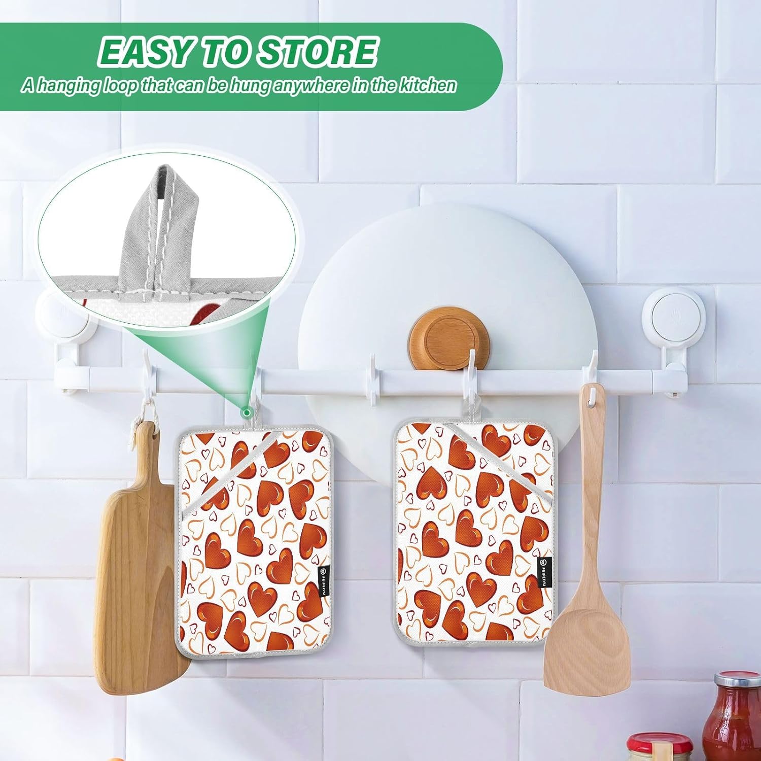 Kcldeci Red Hearts 2-Pack Pot Holder Set