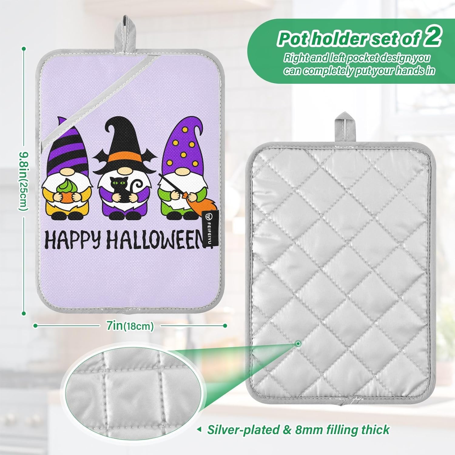 Halloween Gnomes Potholders Set for Cooking