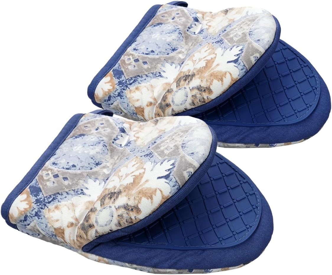 Alselo Mini Silicone Oven Mitts 2-Pack Dusty Blue 1