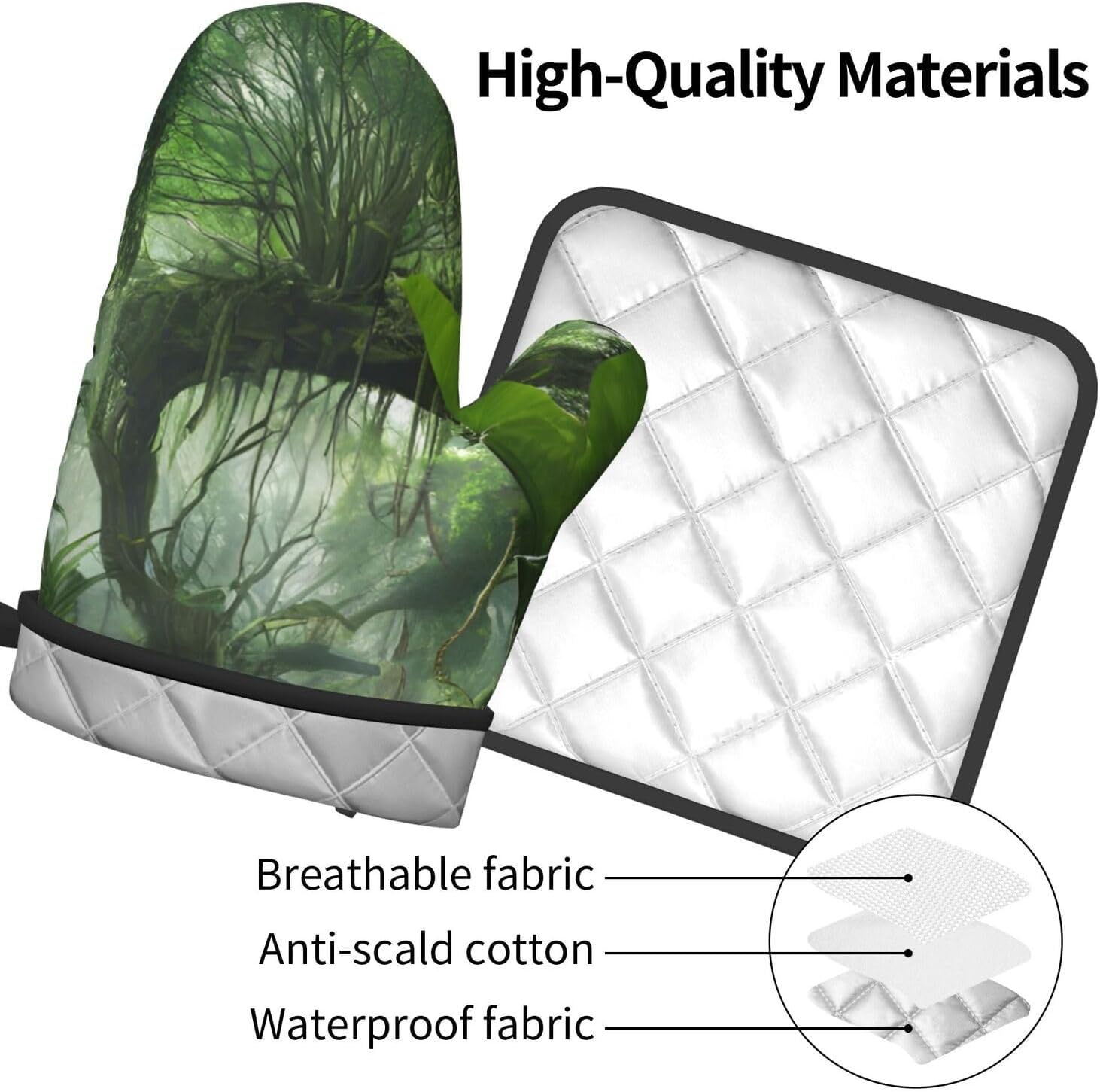 Quopvn Tropical Rainforest Oven Mitts Pot Holders