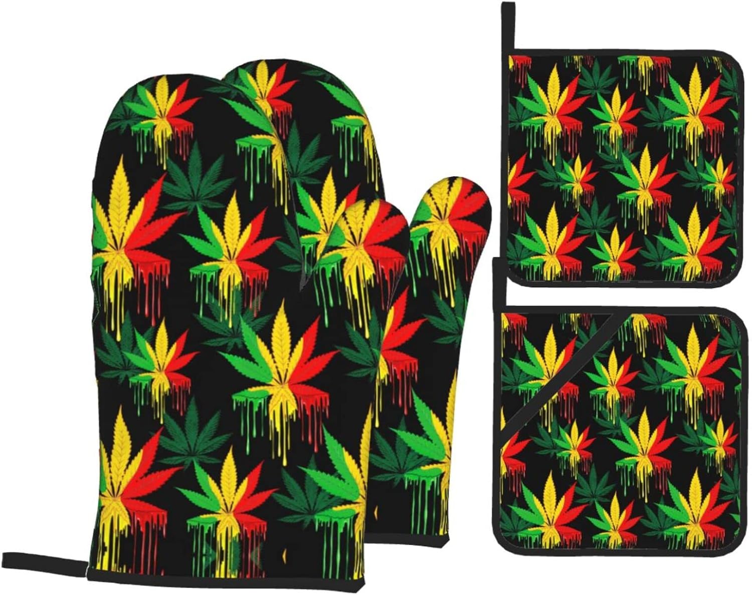 Secure Cooking Protection Yomane Heat-Resistant Oven Mitts Pot Holders Set 4-Piece
