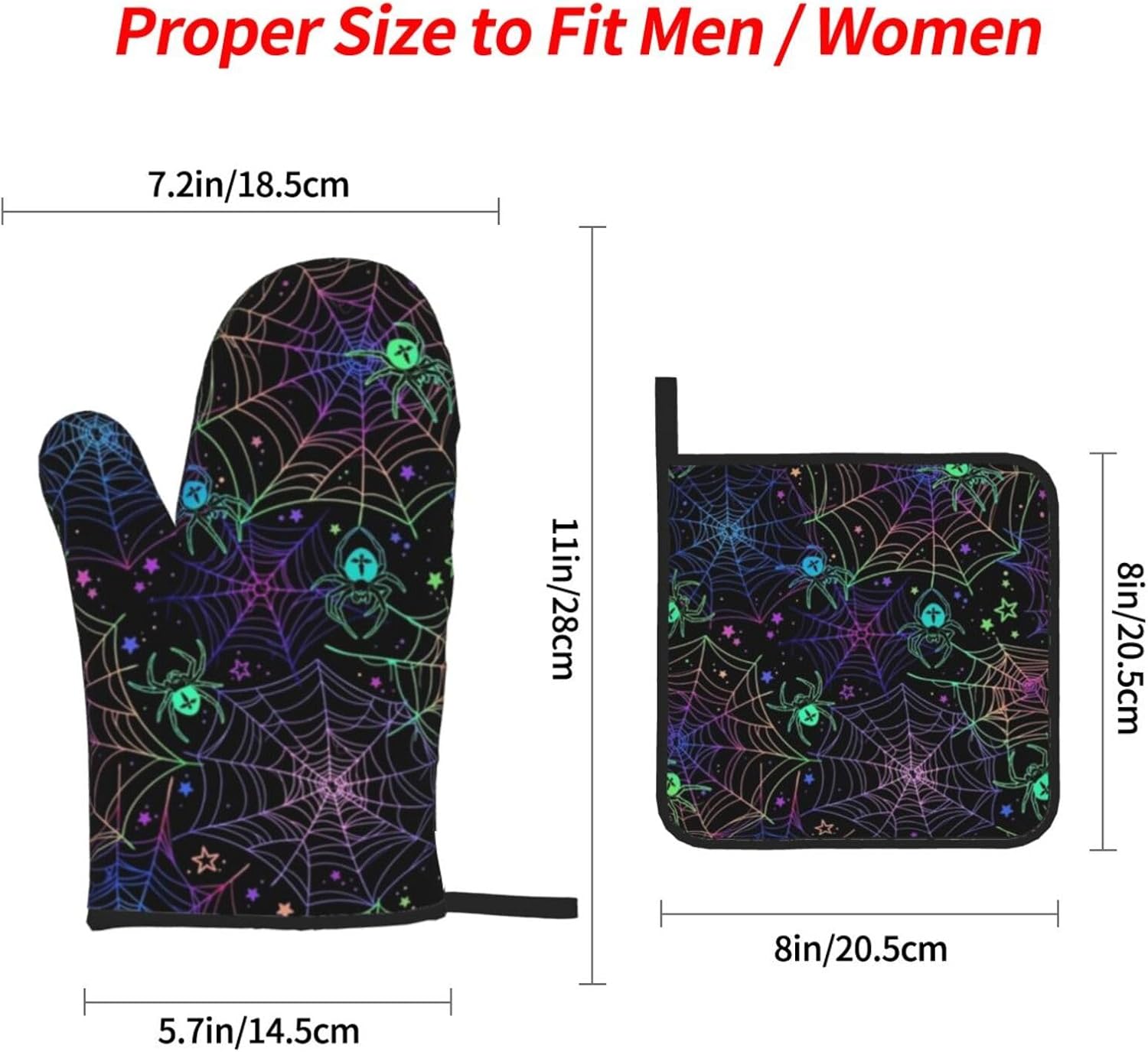 Halloween Psychological 4-Piece Oven Mitts Set for Kitchen