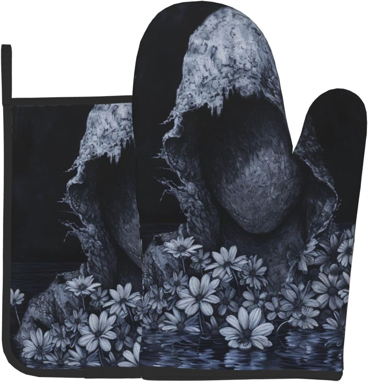 Spooky Halloween Ghost Oven Mitts and Pot Holders Set 1