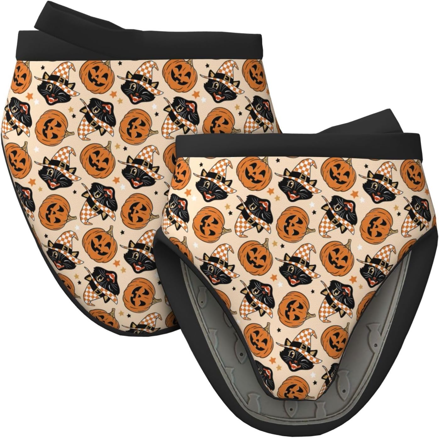 Mini Silicone Oven Mitts - Cat Pumpkin Halloween Gloves