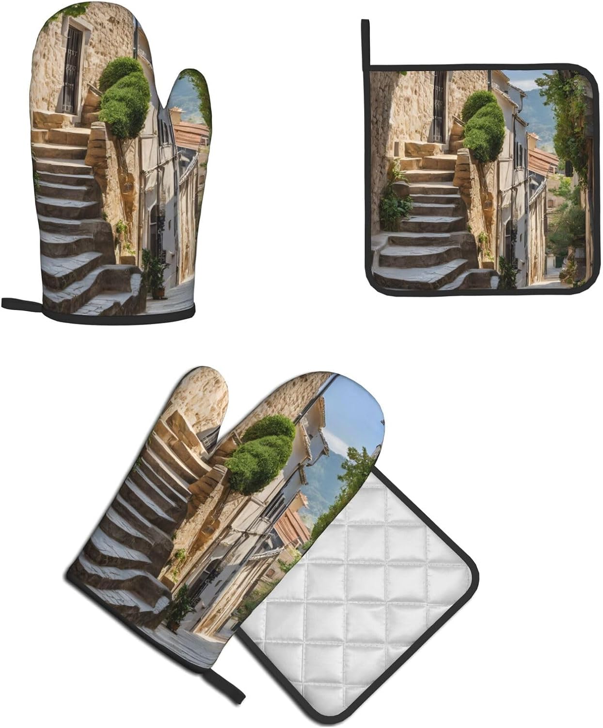Italian Tuscan Oven Mitt Pot Holder Set