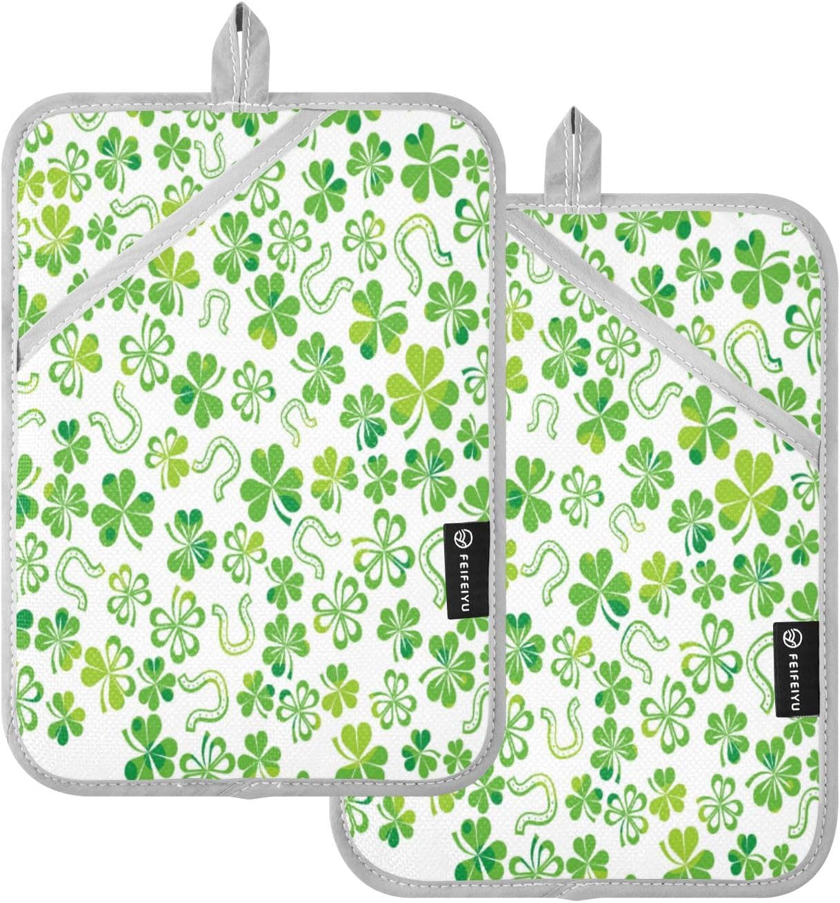 Heat-Resistant Shamrock Oven Mitt Set