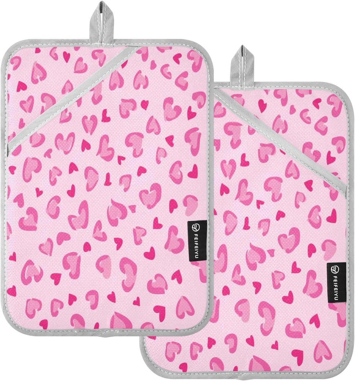 Kcldeci Heat Resistant 2-Pack Oven Mitts Potholders with leopard design