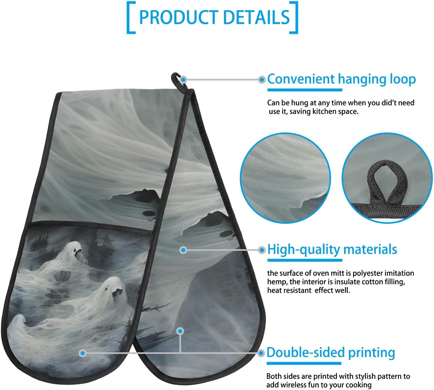 Gublec Halloween Ghoully Giant Oven Mitts Heat-Resistant 354