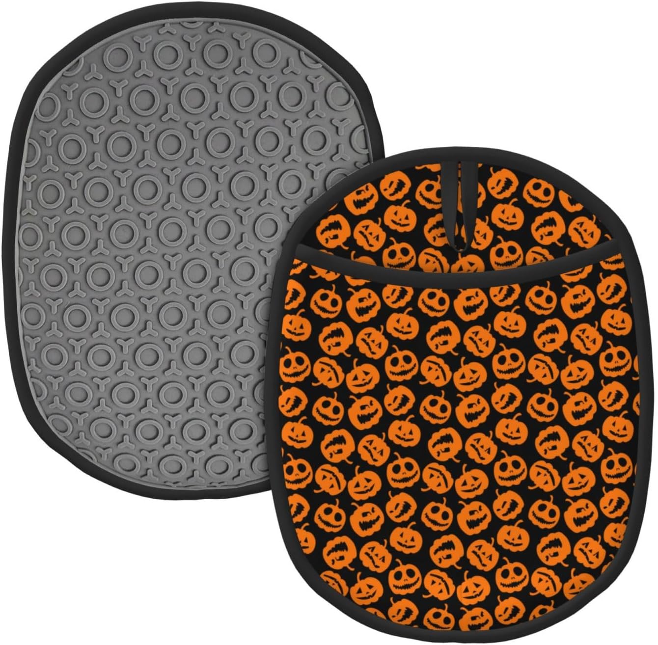 Two-Pack Halloween Silicone Potholders Heat-Resistant Non-Slip Pumpkins Flash