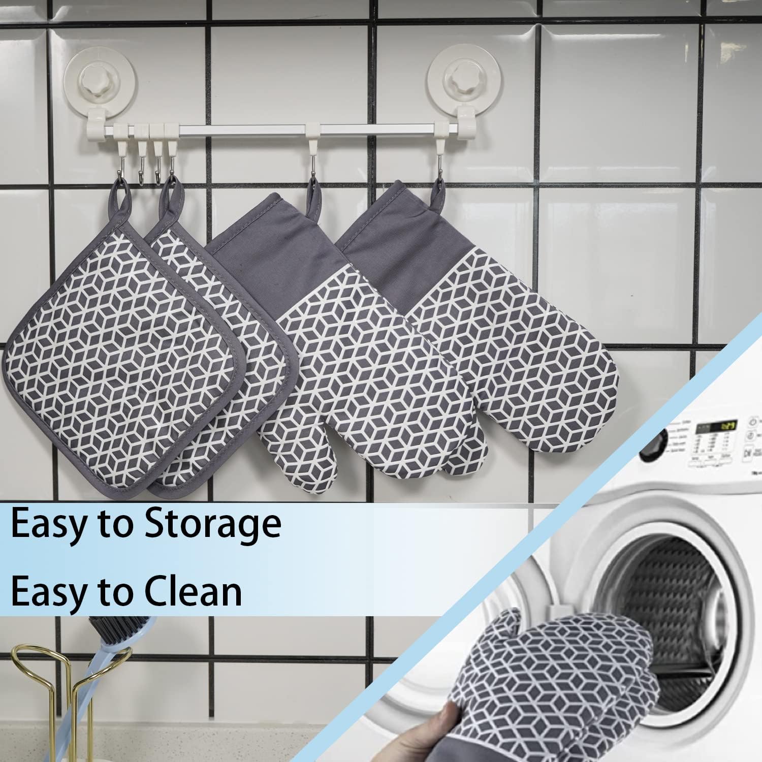 6-Piece Heat-Resistant Oven Mitts Set