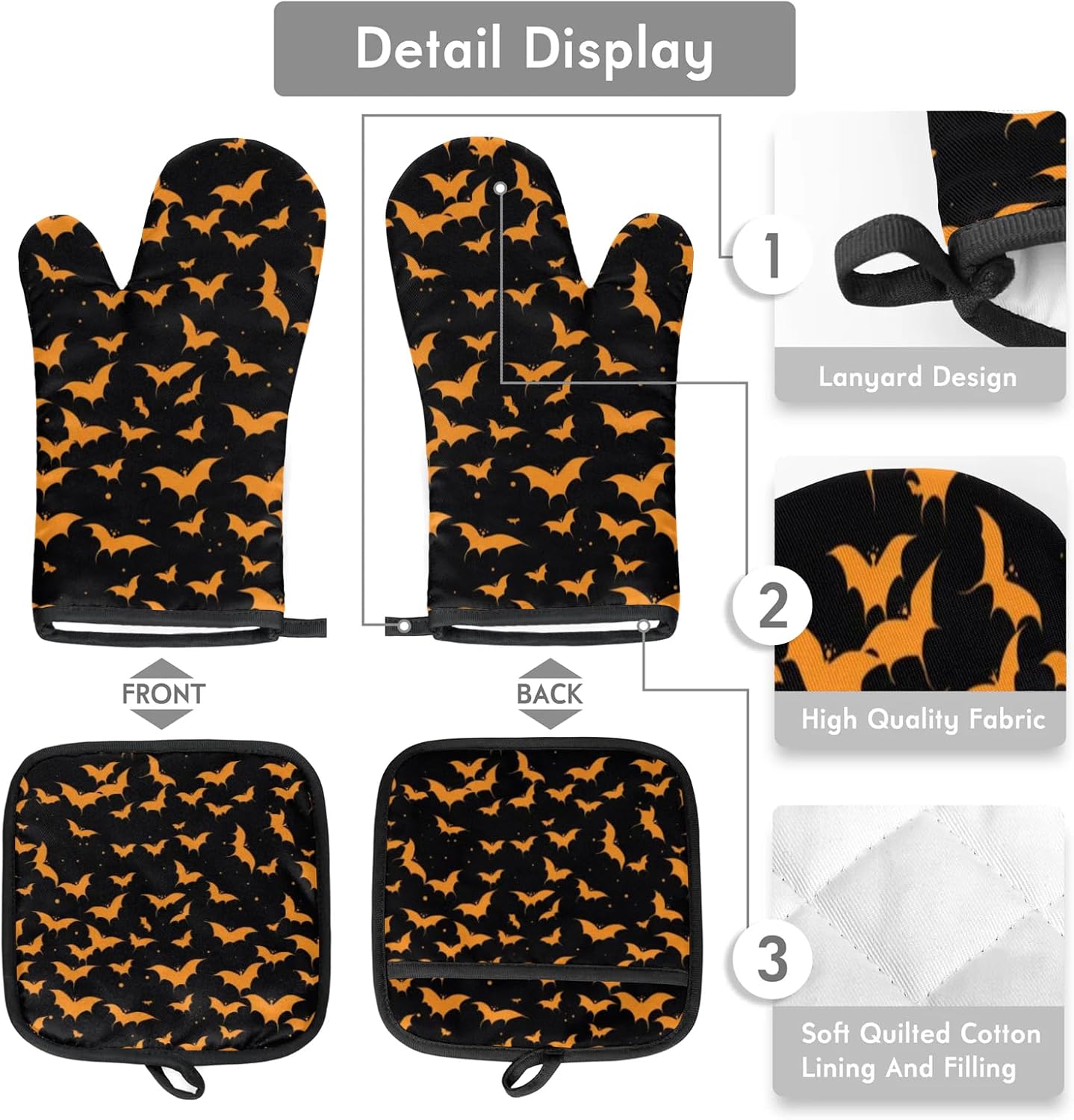 Silly Halloween Bats Oven Mitts