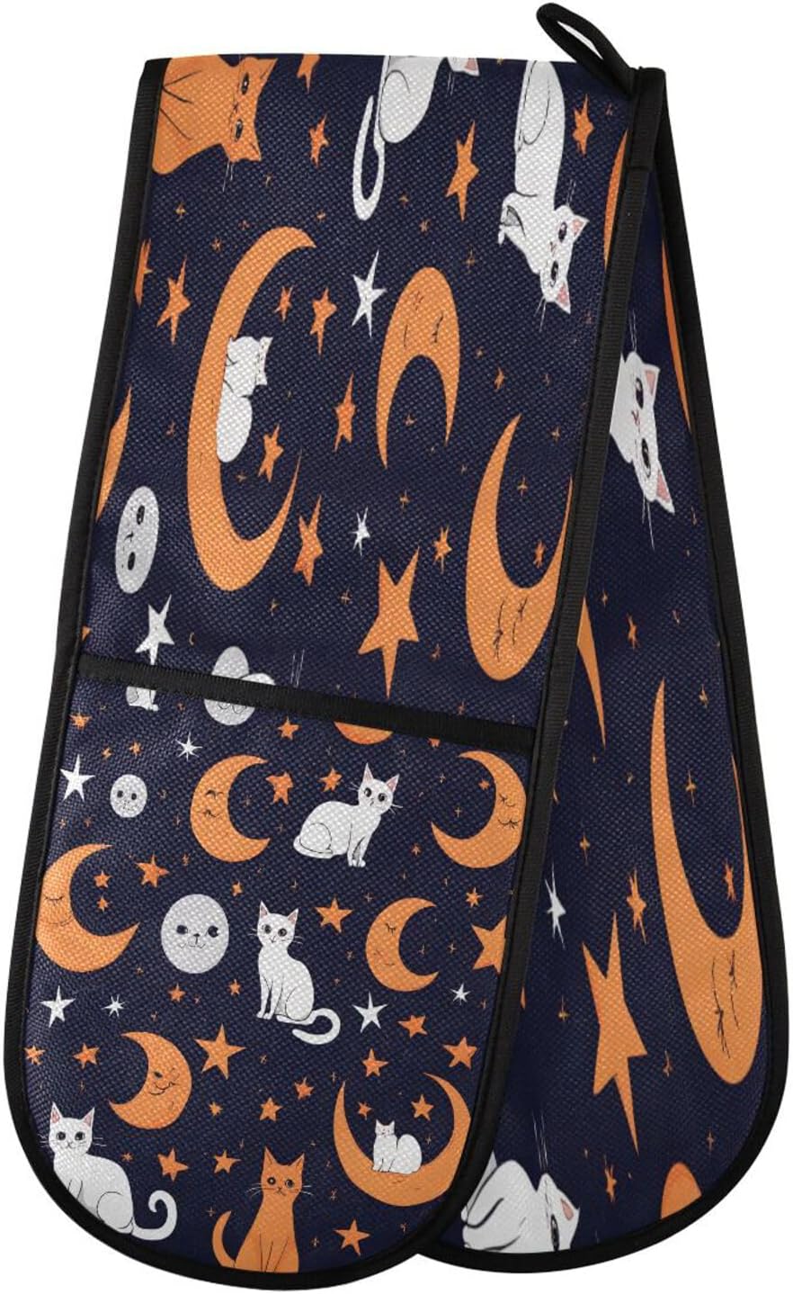 Halloween Cats Moon Star Oven Mitts Heat Resistant Quad P 1699