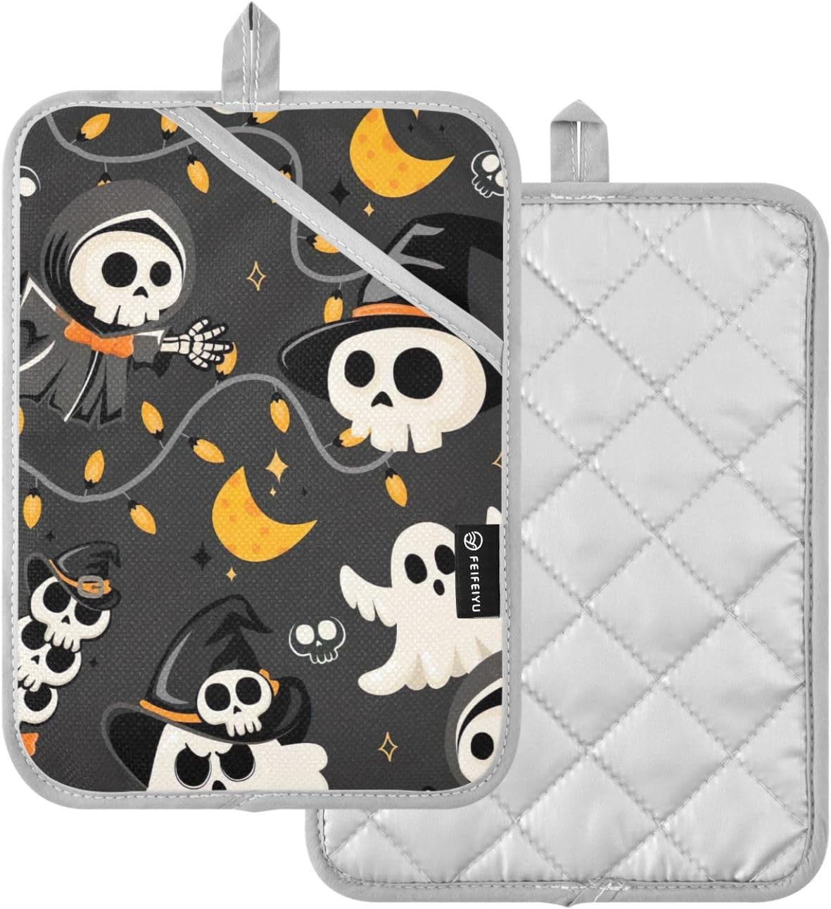 GAIGEO Halloween Skeleton Witch Potholders Set