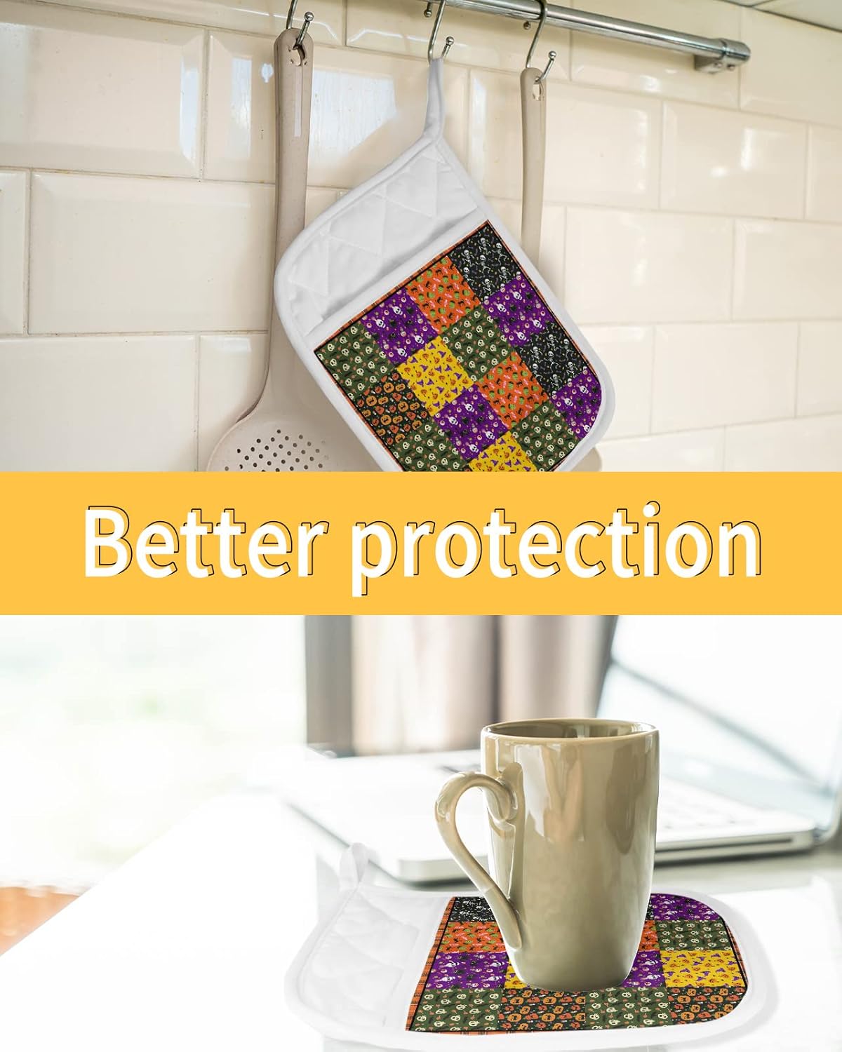 Happy Halloween Heat-Resistant Potholders for Kitchen Safety