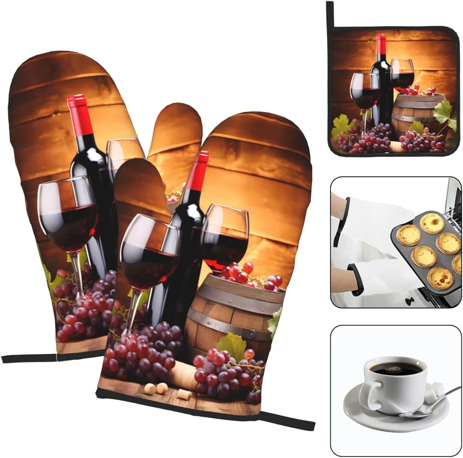 DXTKWL Heat-Resistant Oven Mitt Set for Grilling Cooking