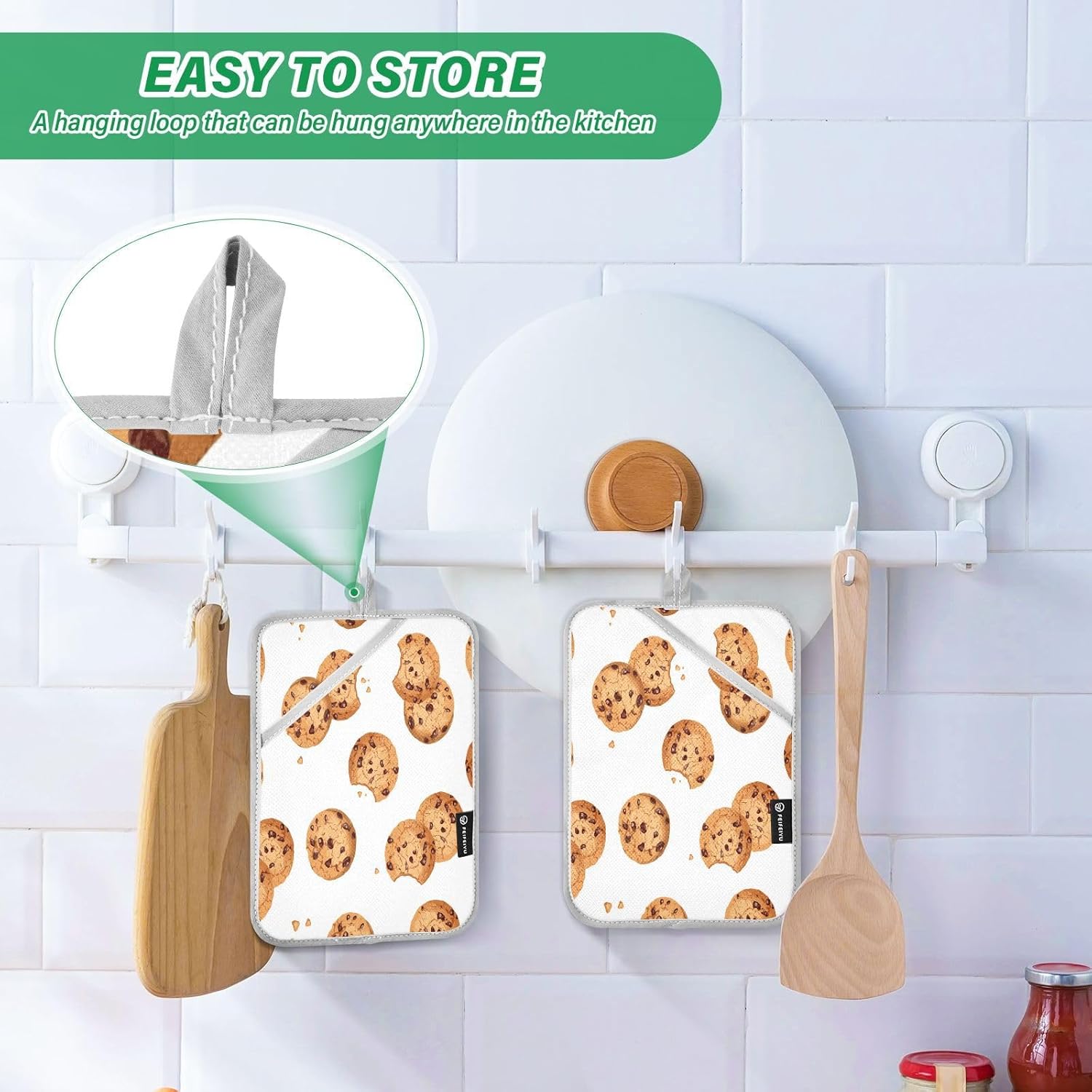 Kcldeci Cookie Pattern 2Pack Pot Holder Set - Durable Heat-Resistant Kitchen Pots Pans