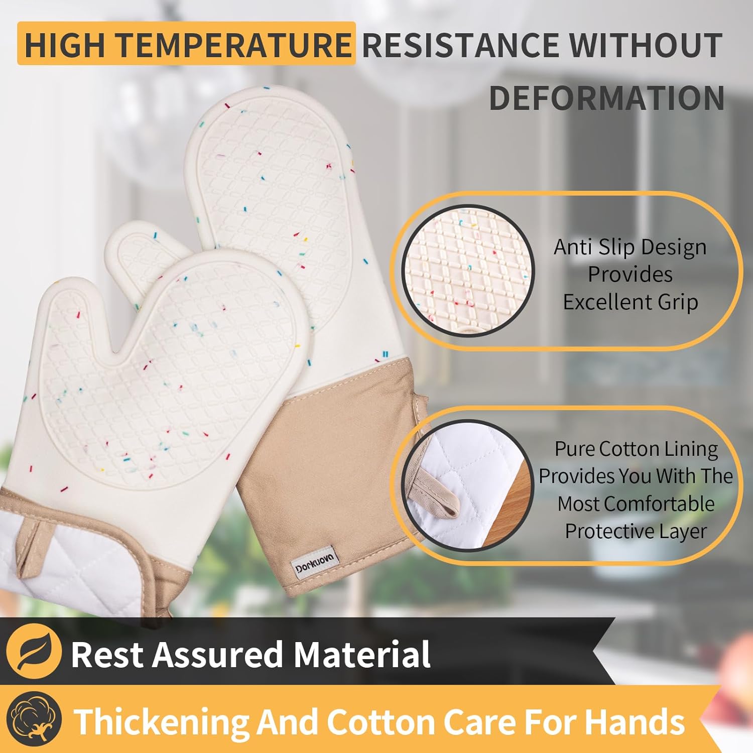 Dorkuova Oven Gloves Heat-Resistant Kitchen Mitts