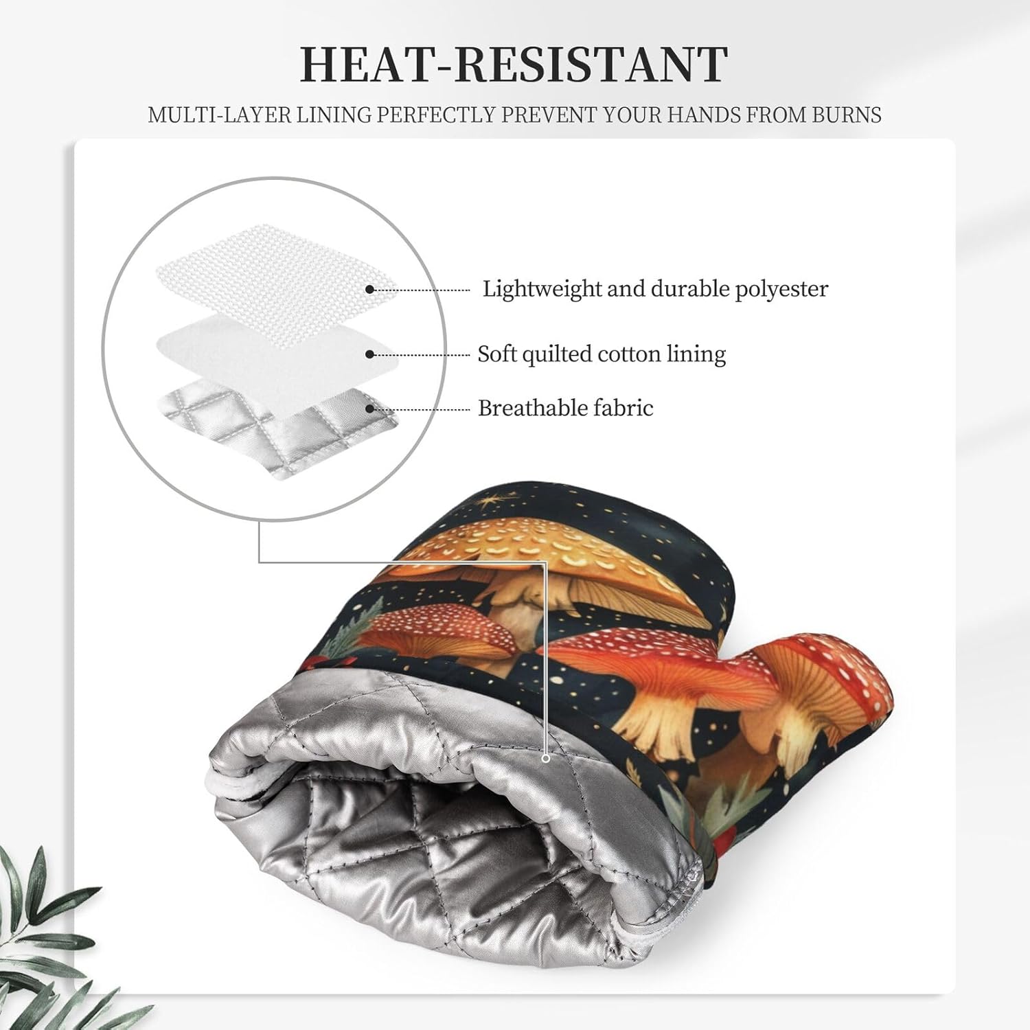Mushroom Forest Oven Mitts Set of 4