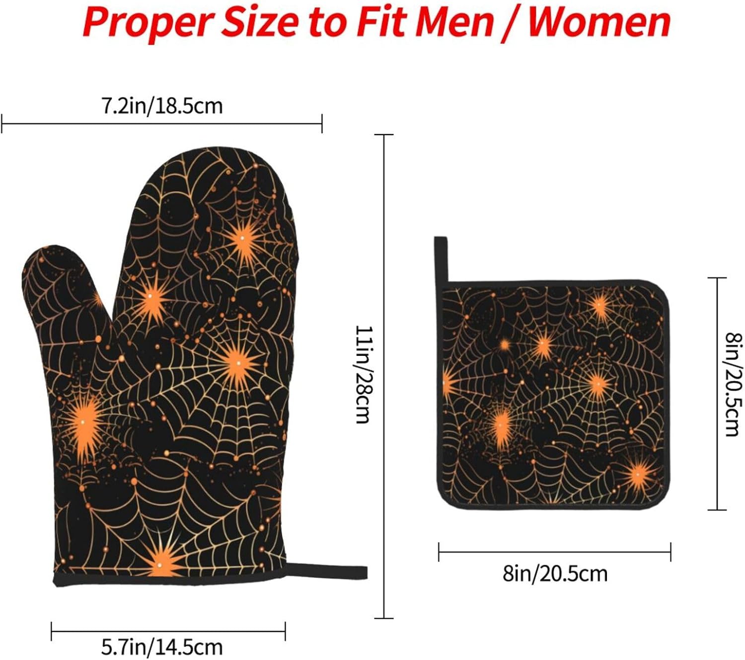 Beubebim Halloween Spider Web Oven Mitts Set of 3