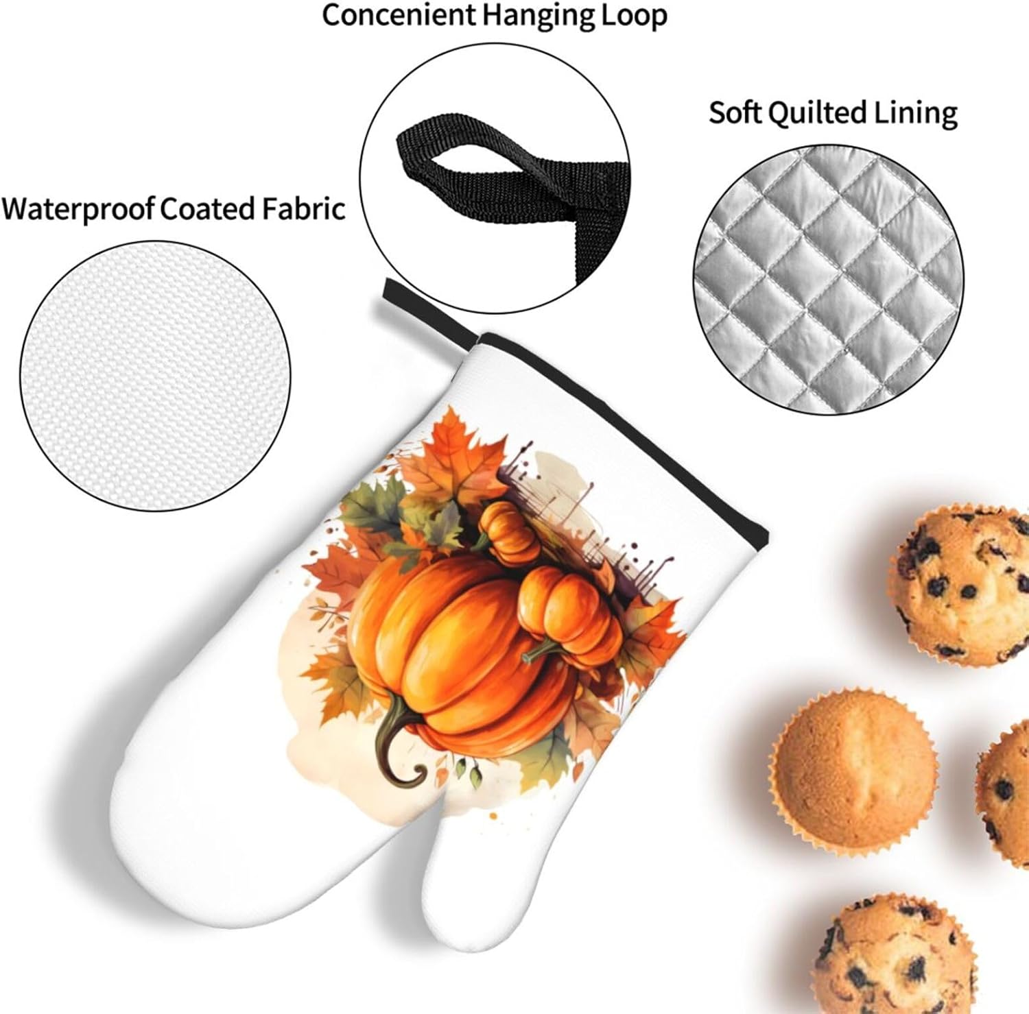 3-Pack Heat Resistant Oven Mitts Non-Slip Potholders for Kitchen Use