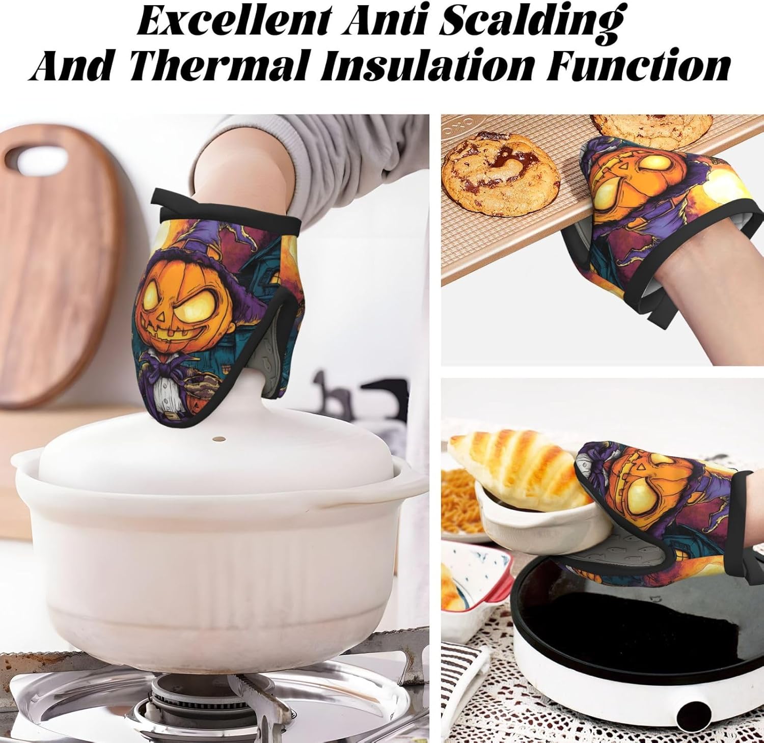 Gjieliness Halloween Pumpkin Mini Silicone Oven Mitts