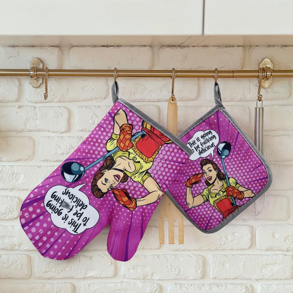 Two Funny Oven Mitts and Pot Holders Fxxxing Delicious ganizing for Mom