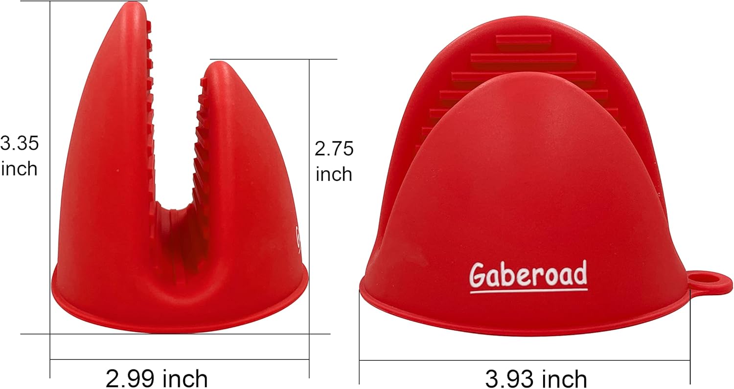 Thickened Mini Silicone Oven Mitts Heat-Resistant Glove for Cooking Baking Red