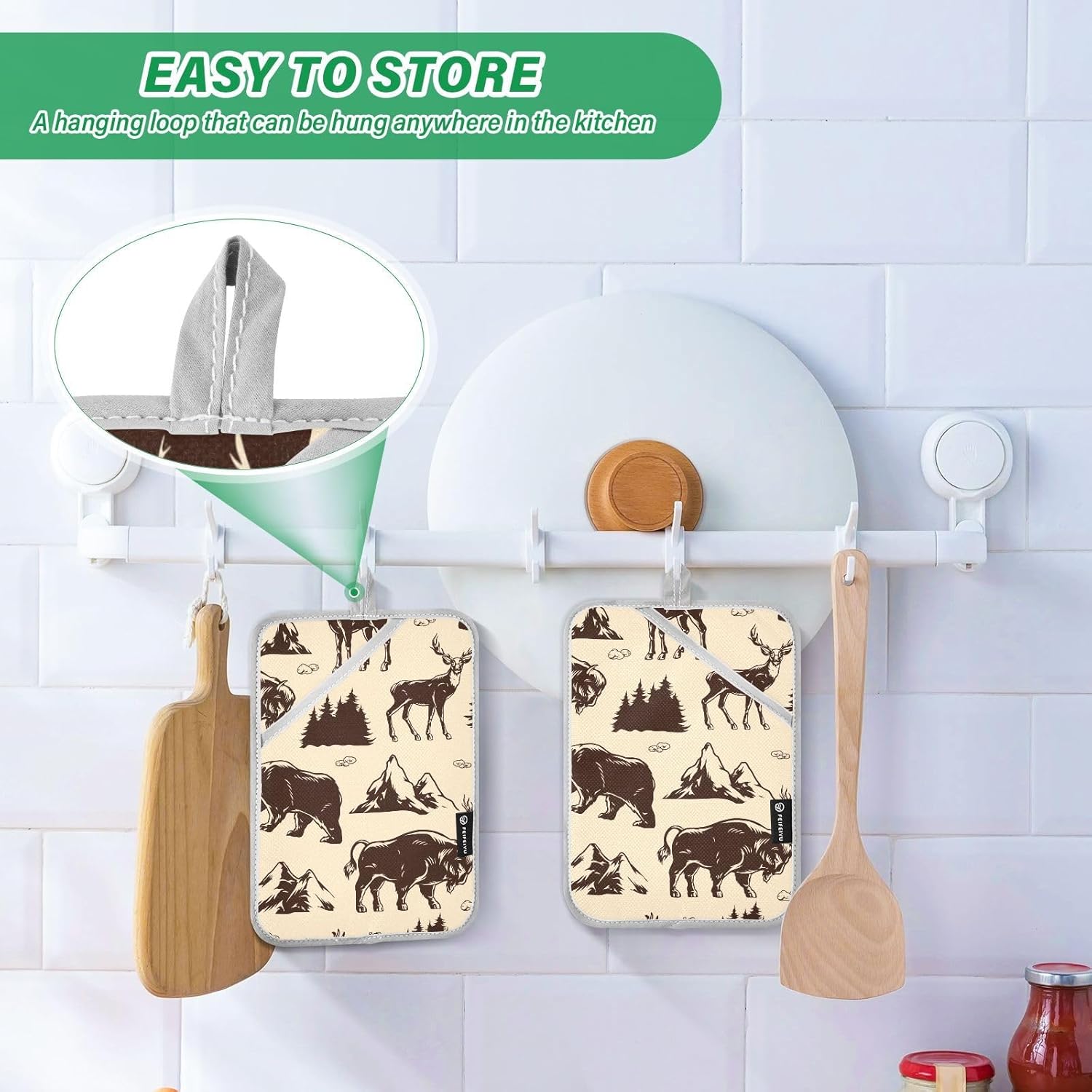 Potholder Set for Cooking Baking Heat-Resistant with Animal Designs