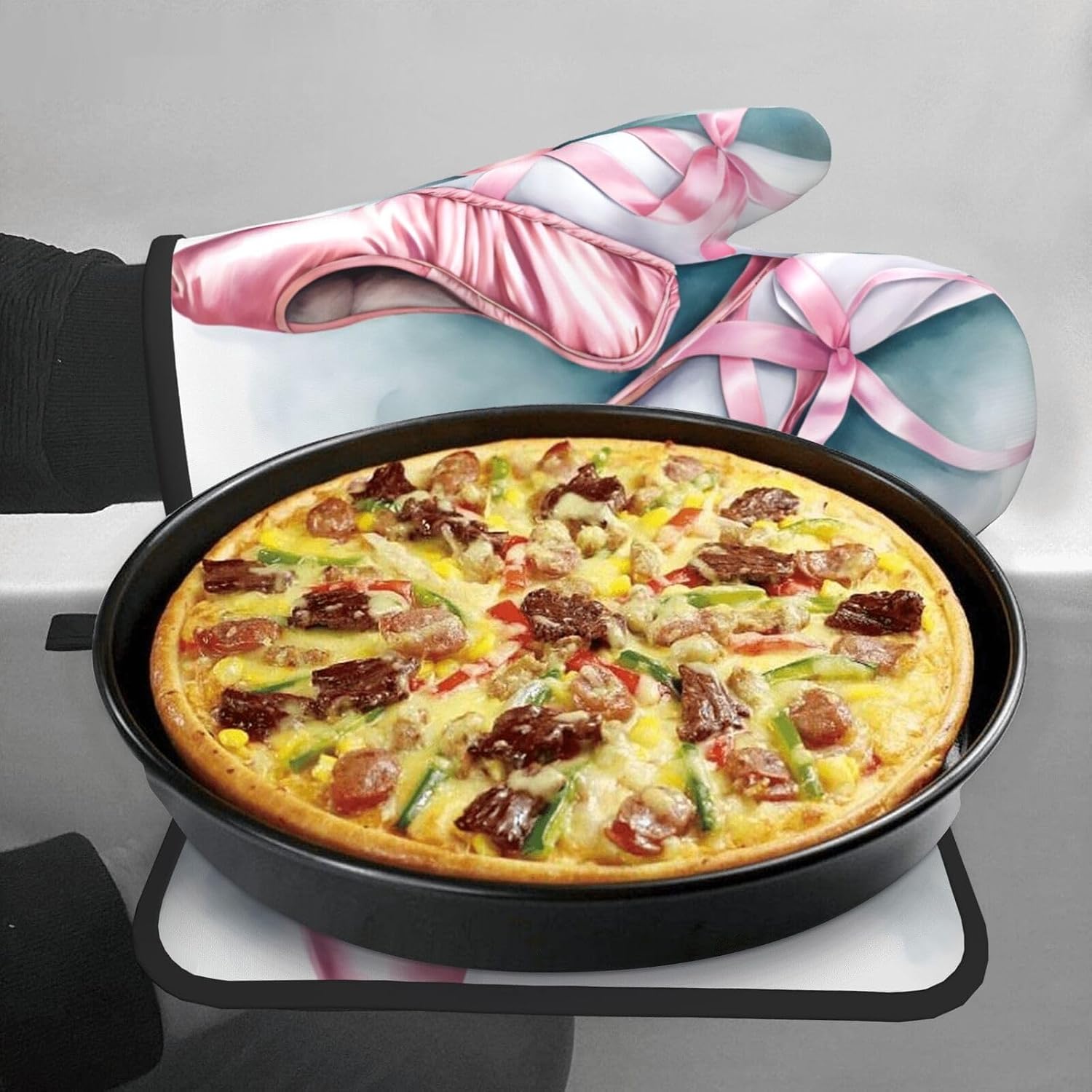 Quopvn Ballet Dancer Printed Oven Mitts and Pot Holders 2 Pack Set