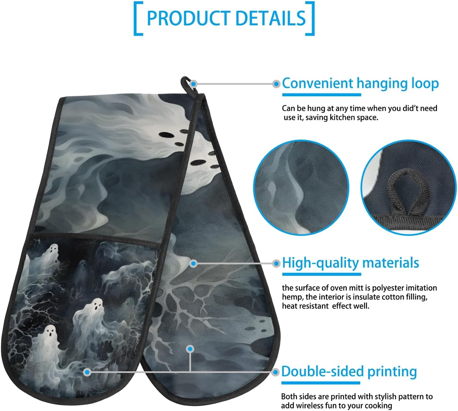 Halloween Abstract Ghosts Oven Mitt Padded Heat-Resistant Kitchen Tool