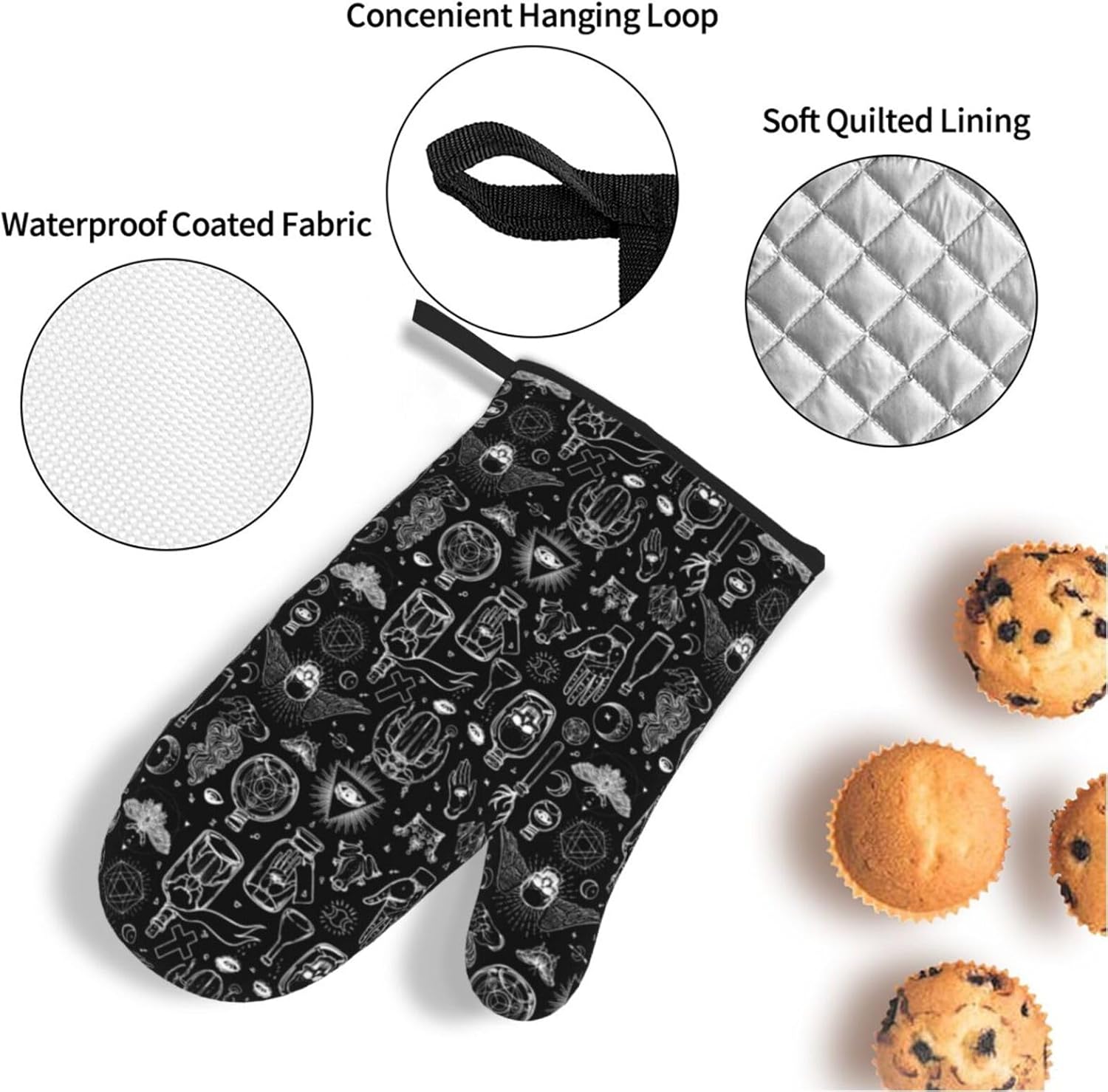Gothic Skull Halloween Oven Mitts Set of 4