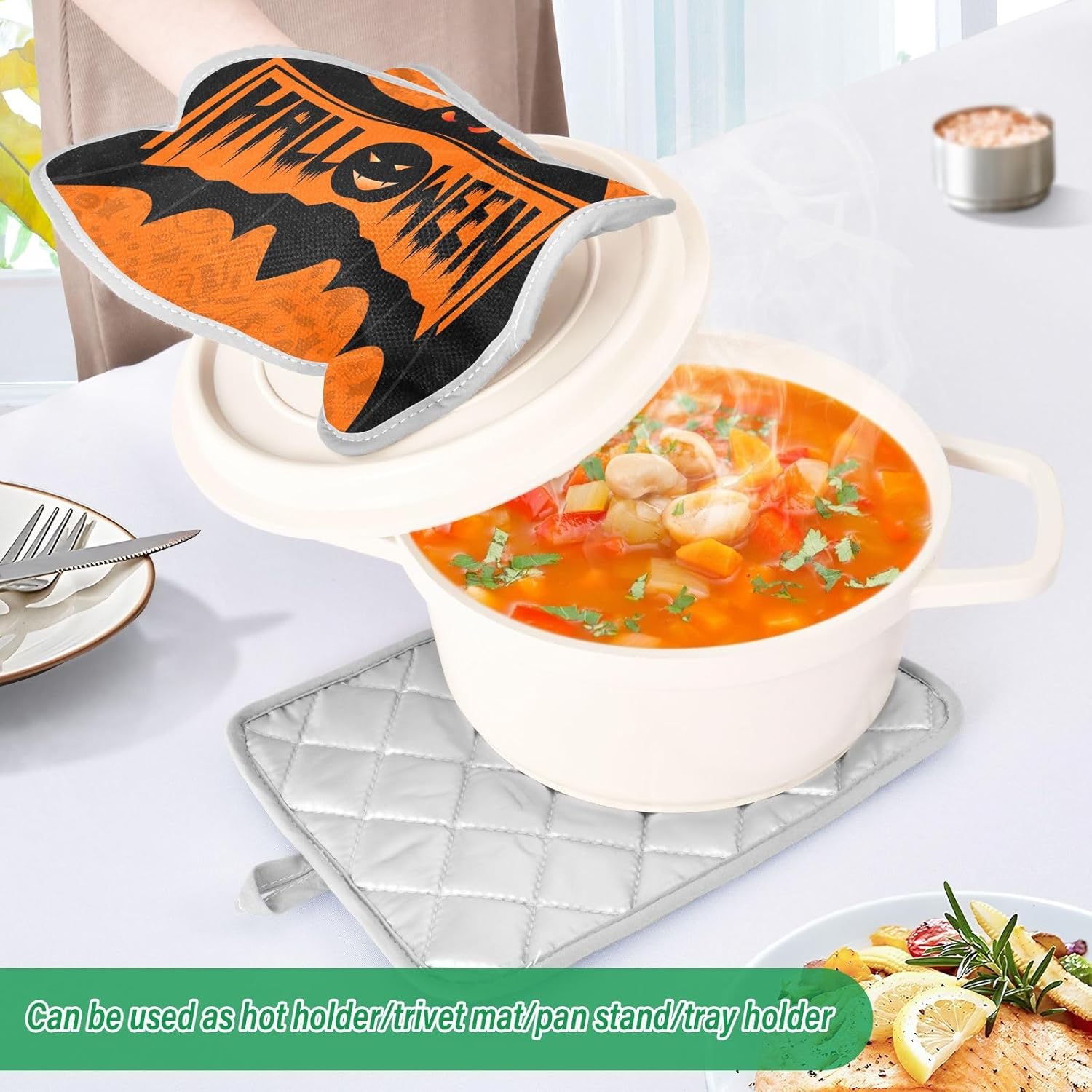 Halloween Black Bat Pot Holder Set