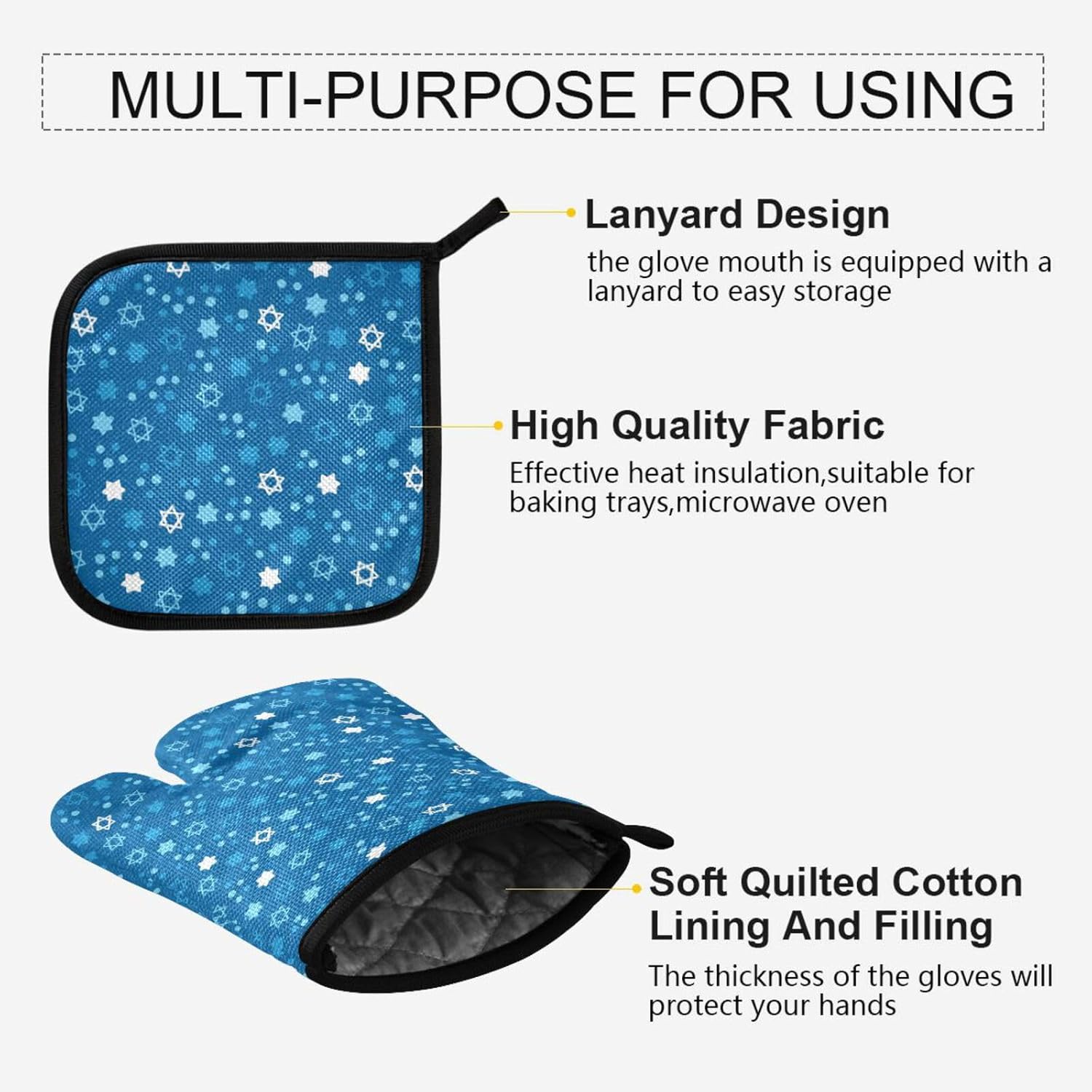 Amooorous Hanukkah Stars David Oven Mitts 2PCS