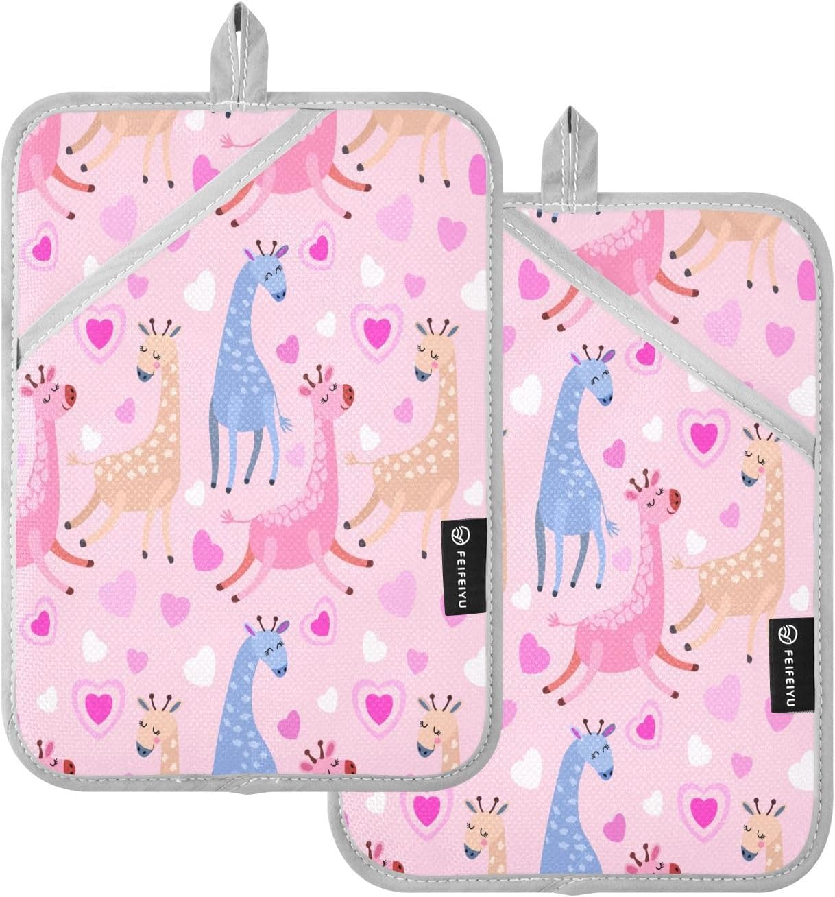 KCldeci Cute Giraffe Heat-Resistant Potholders for Baking Cooking as a Gift