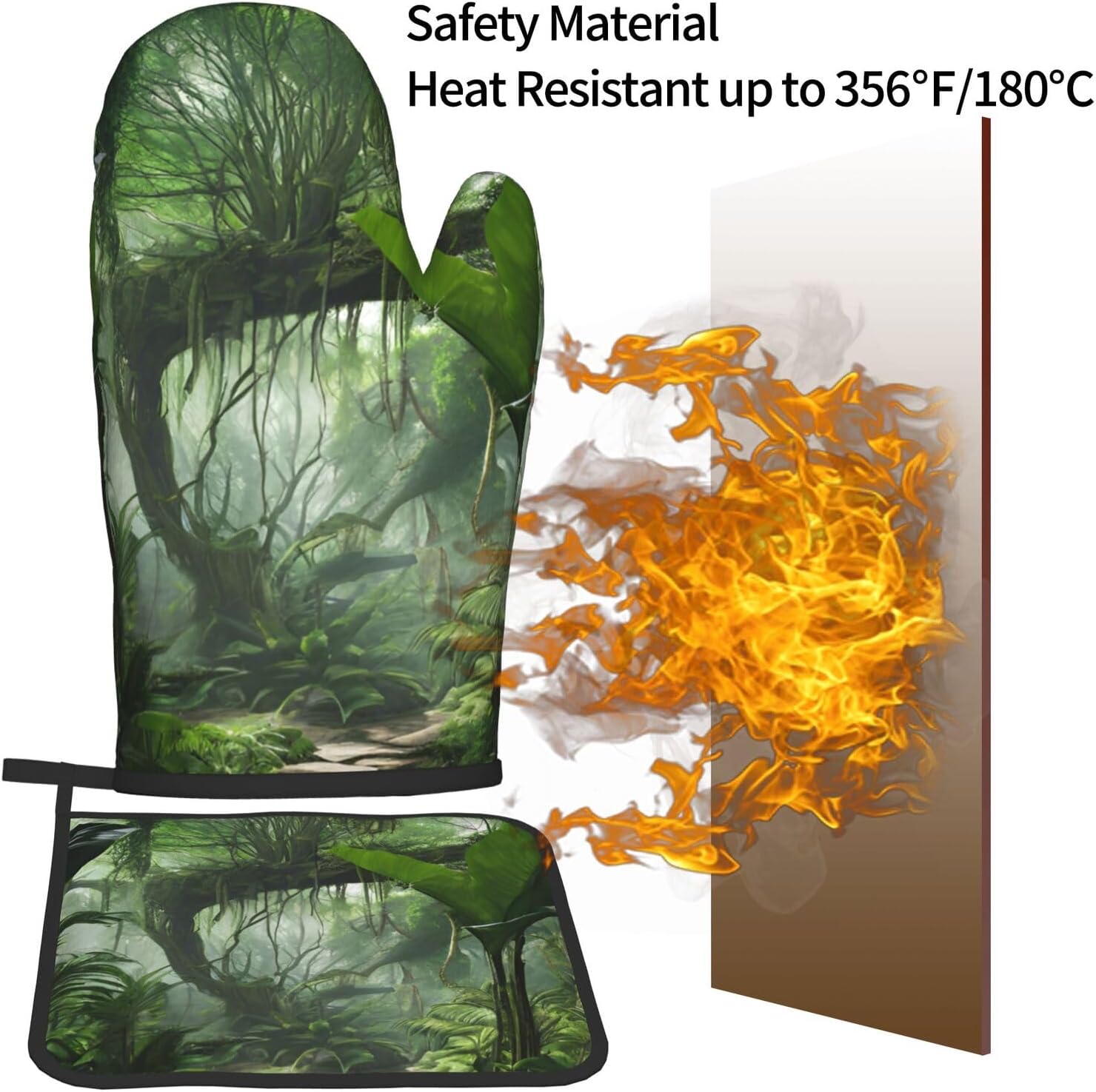 Quopvn Tropical Rainforest Oven Mitts Pot Holders