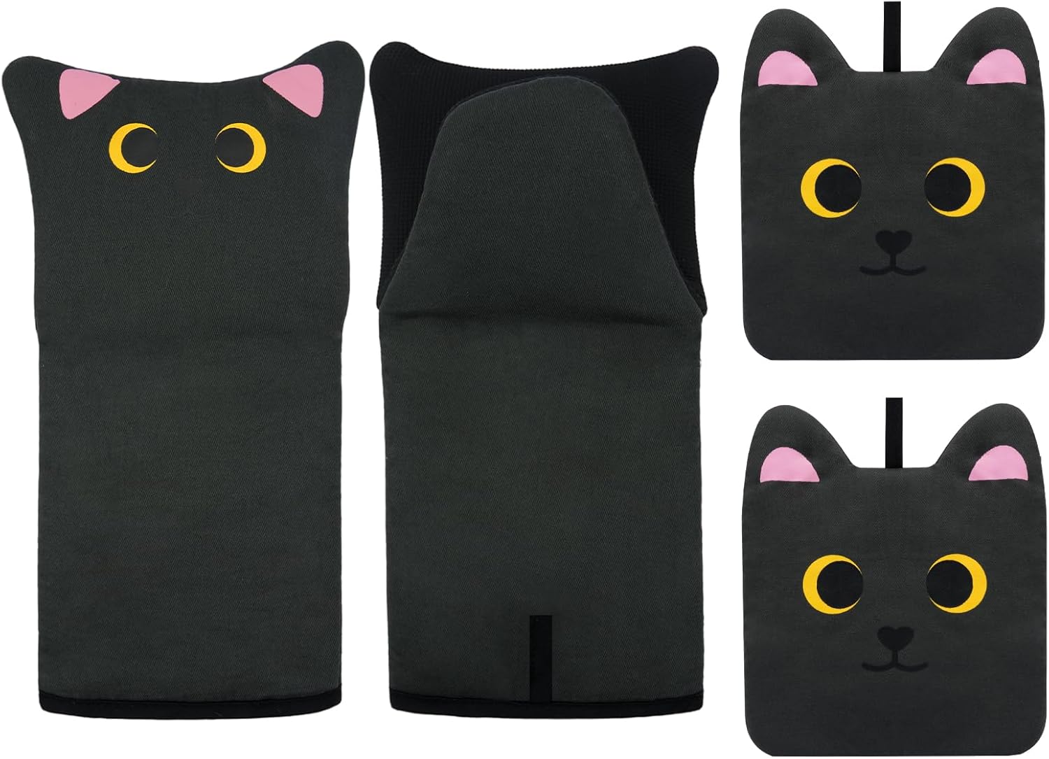 Oven Mitts for Kitchen Fun Heat Resistant Cat Mitts Set