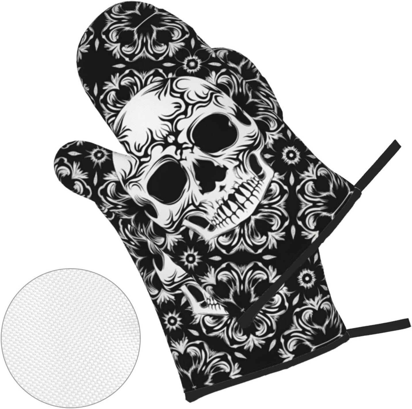Gothic Skull Halloween Oven Mitts Set of 4 1